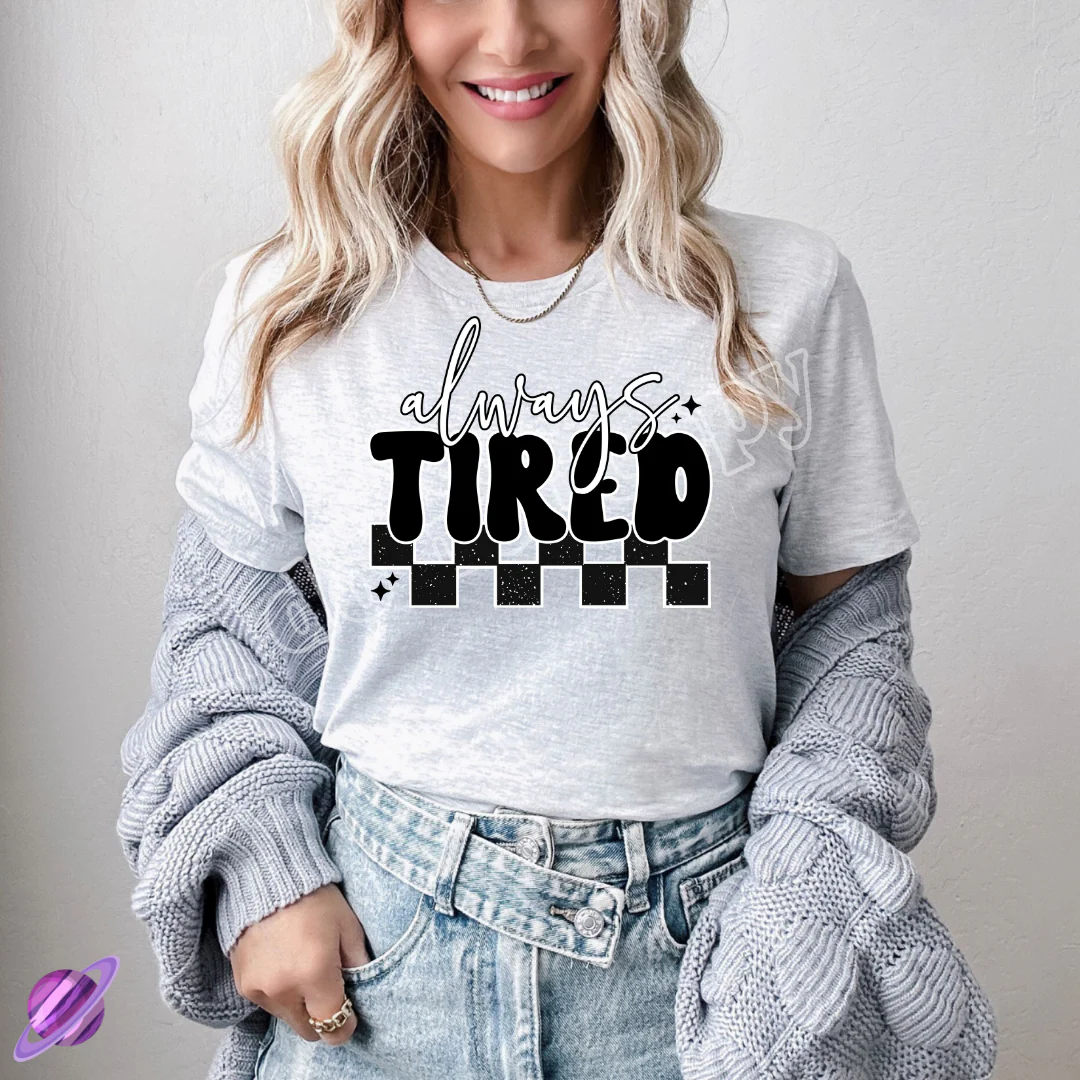 ALWAYS TIRED CHECKERED TEE