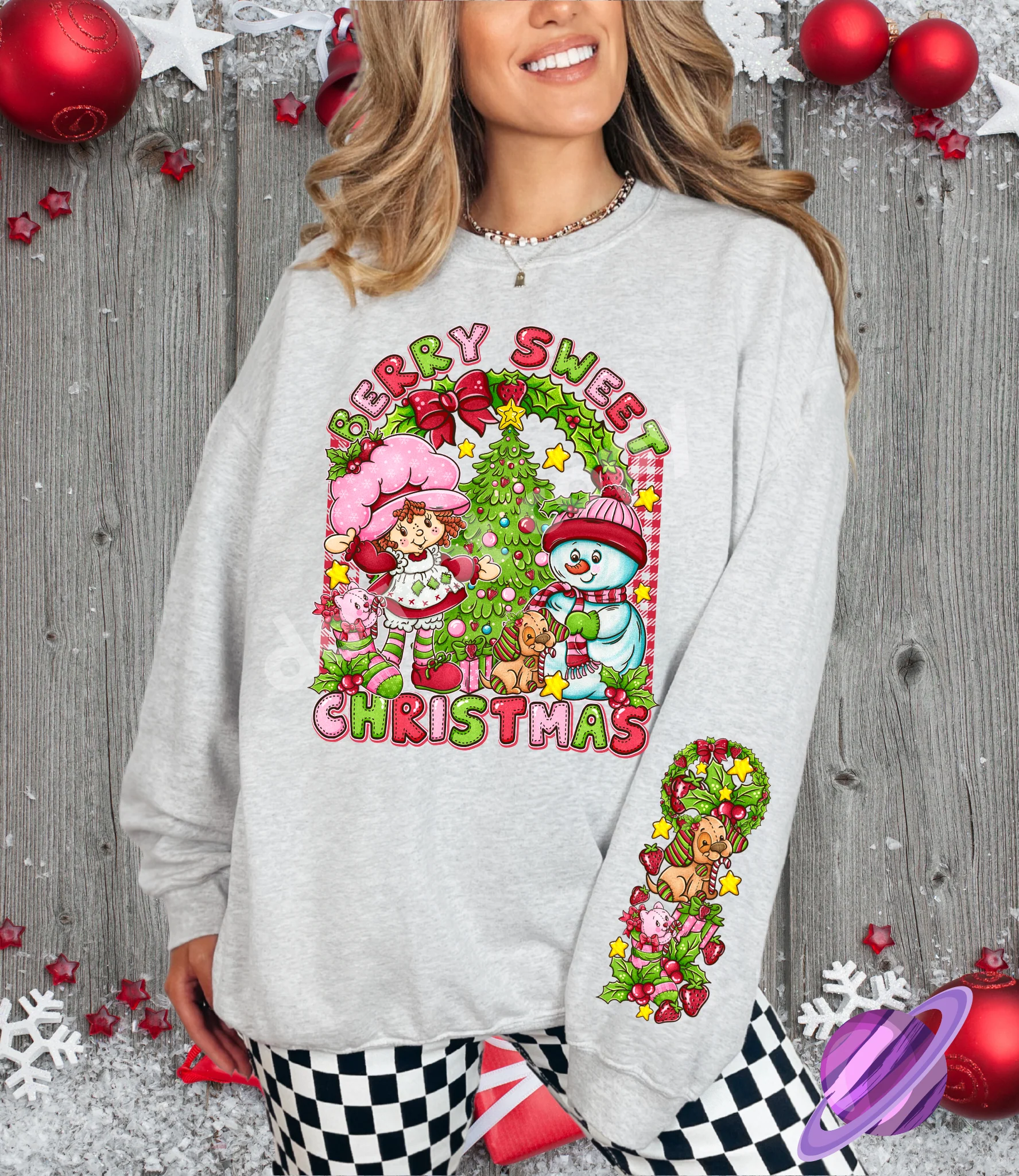 BERRY SWEET SWEATSHIRT W/ SLEEVE PRINT