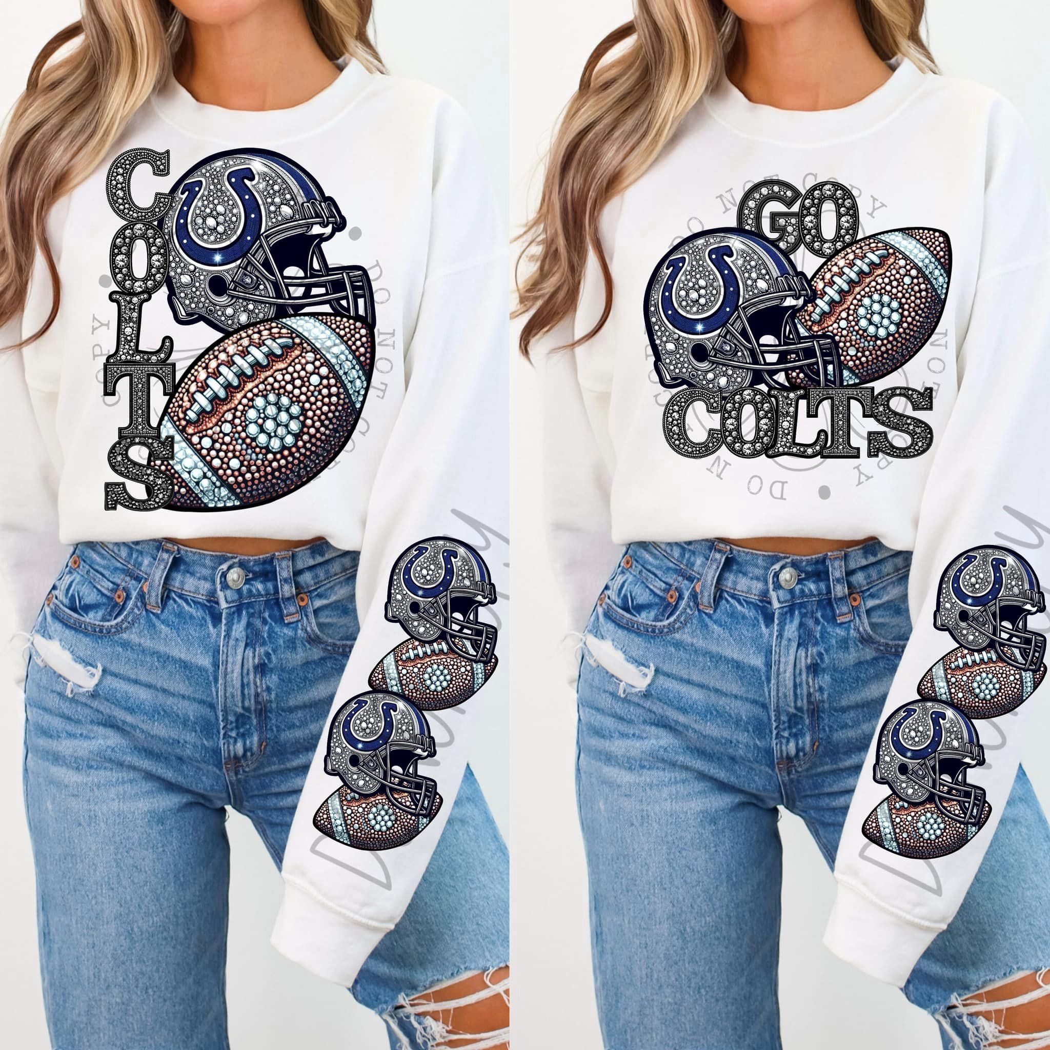 BLING COLT CREWNECK SWEATSHIRT W/ SLEEVE PRINT