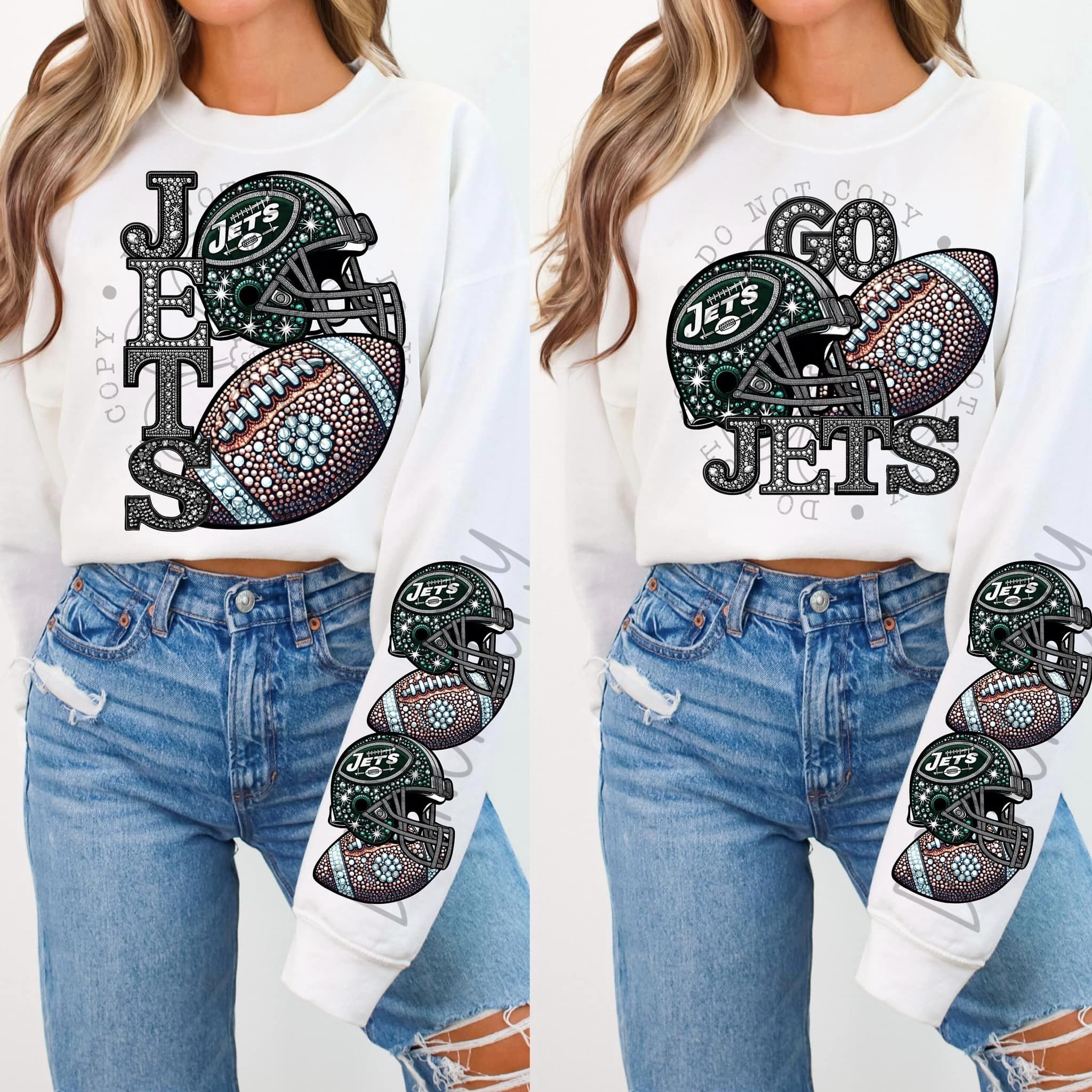 BLING JET CREWNECK SWEATSHIRT W/ SLEEVE PRINT