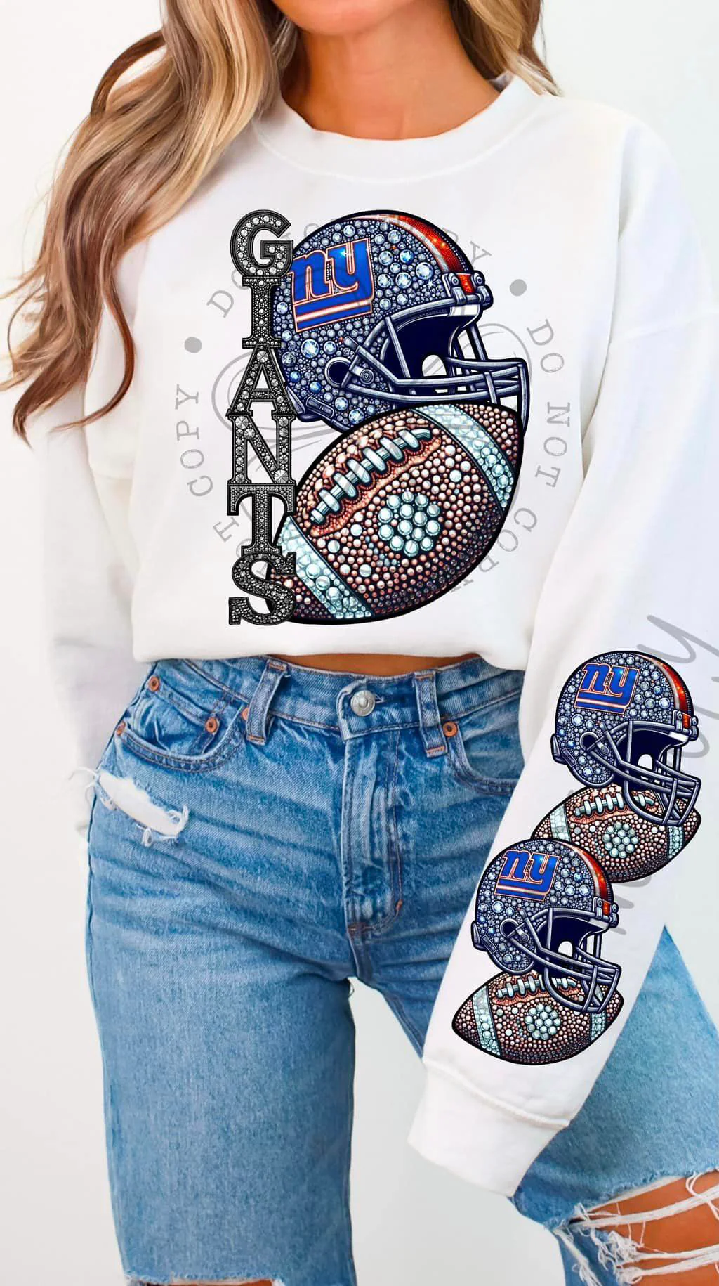 BLING NY G 1 CREWNECK SWEATSHIRT W/ SLEEVE PRINT