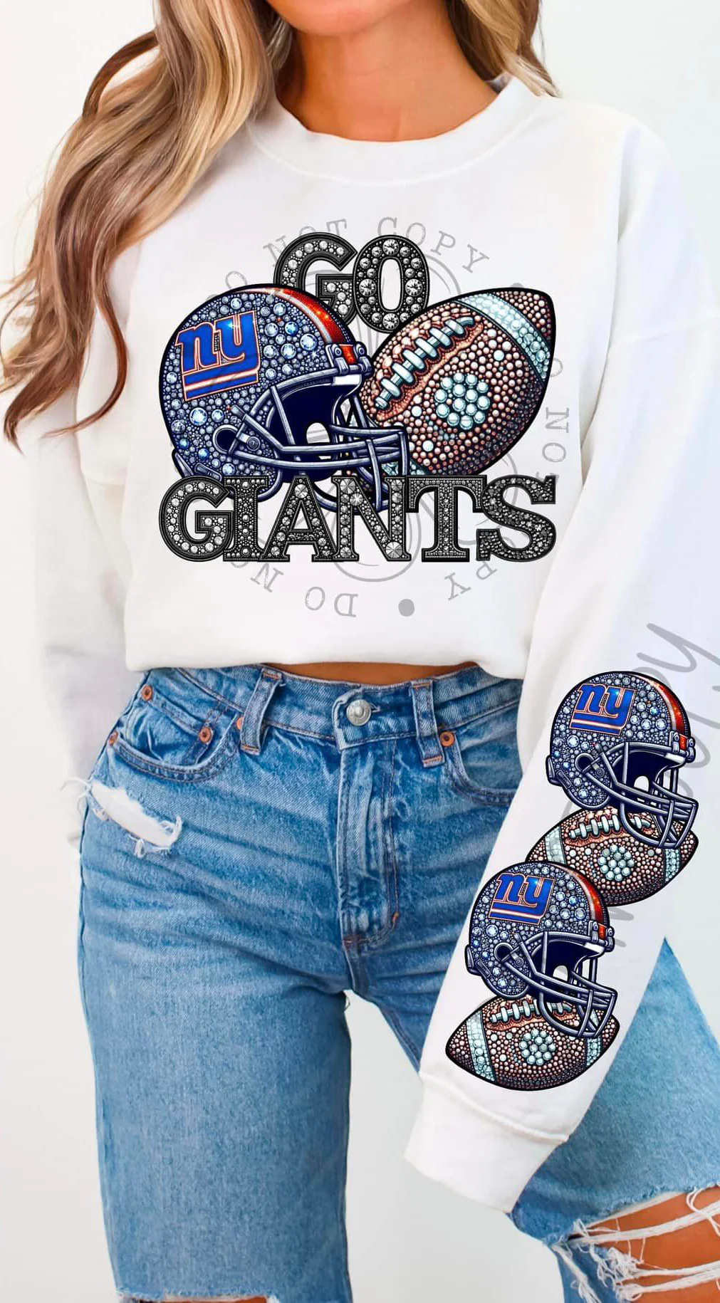 BLING NY G 2 CREWNECK SWEATSHIRT W/ SLEEVE PRINT