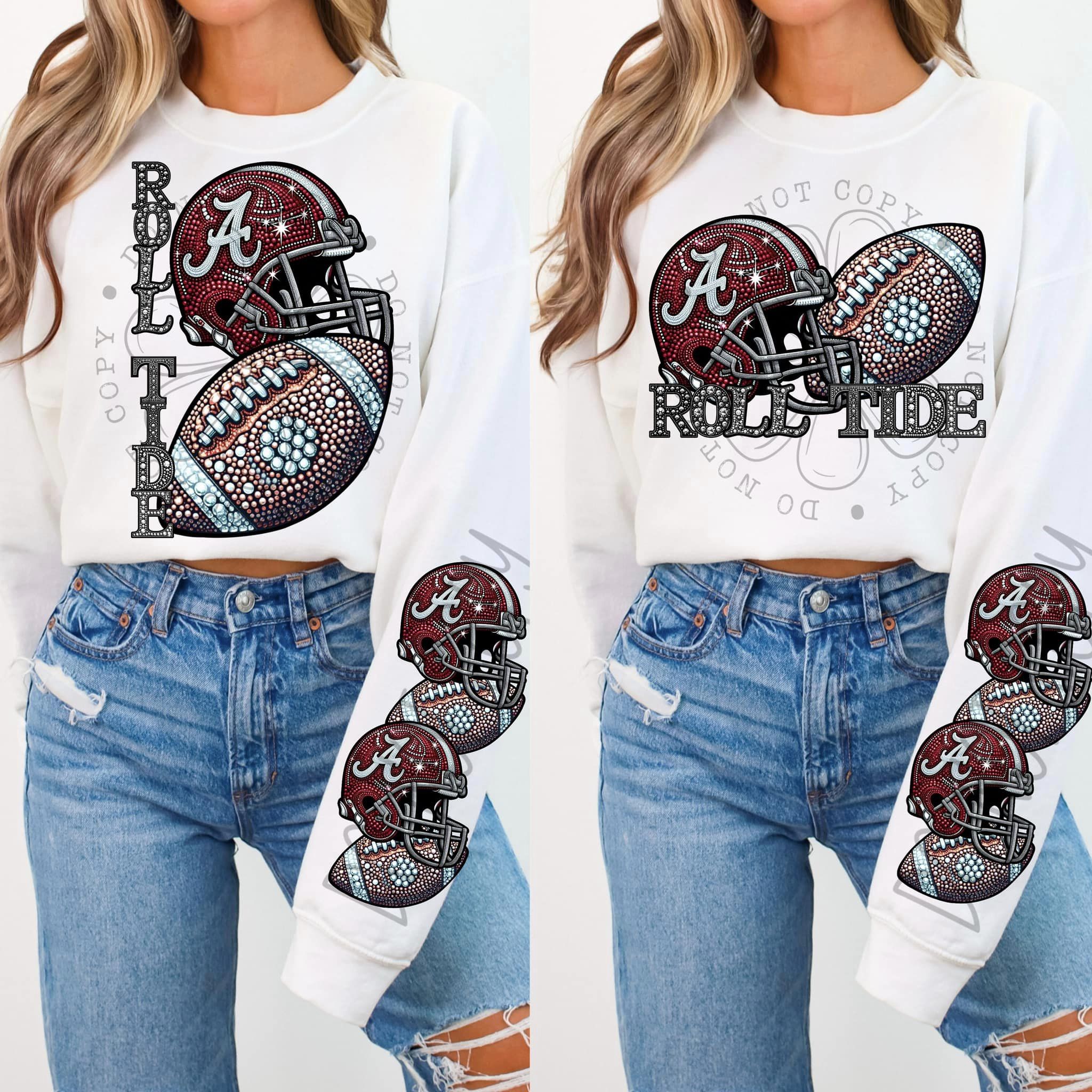 BLING R-TIDE CREWNECK SWEATSHIRT W/ SLEEVE PRINT
