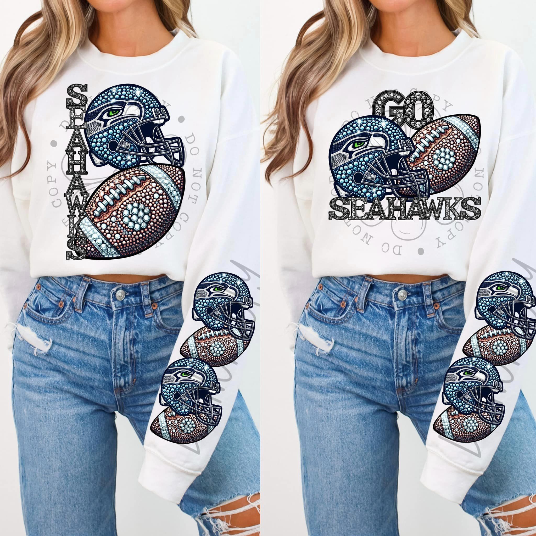 BLING SHAWK SWEATSHIRT W/ SLEEVE PRINT
