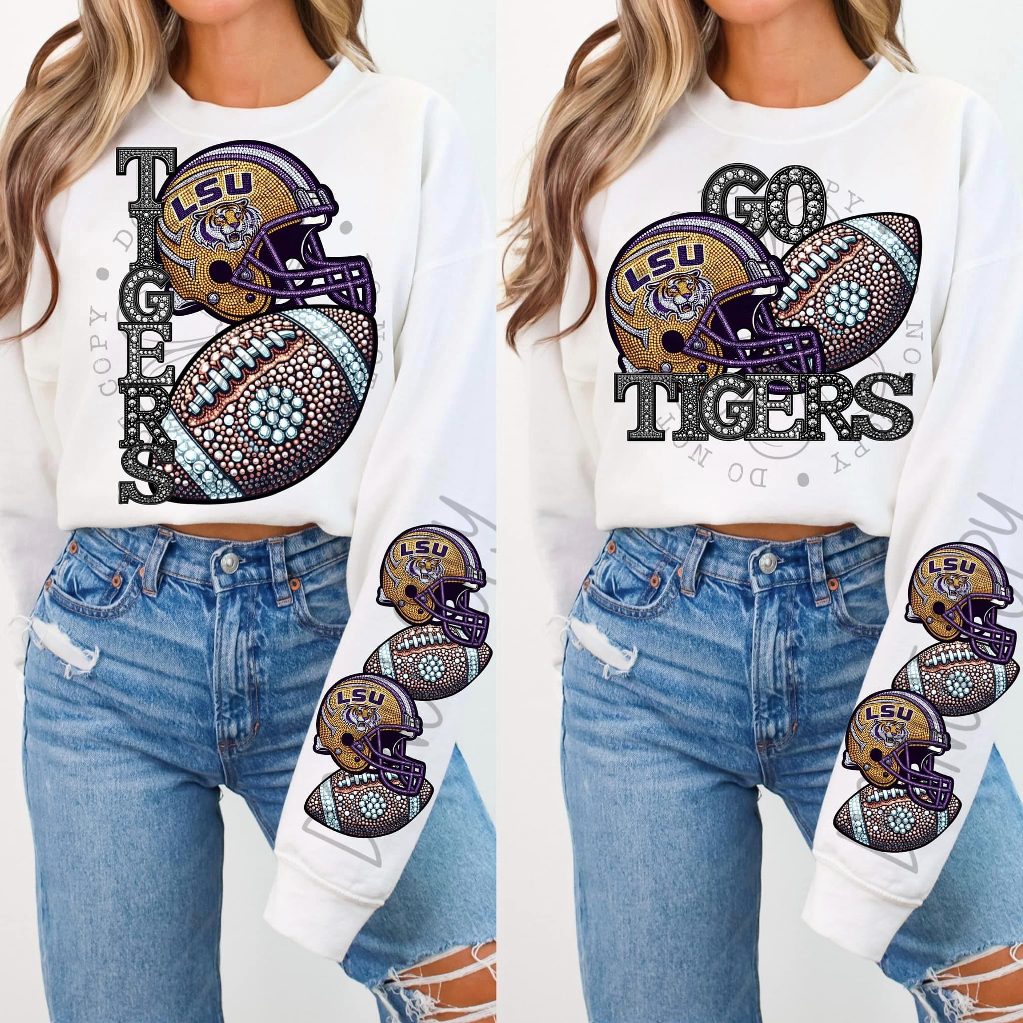 BLING TIGER SWEATSHIRT W/ SLEEVE PRINT