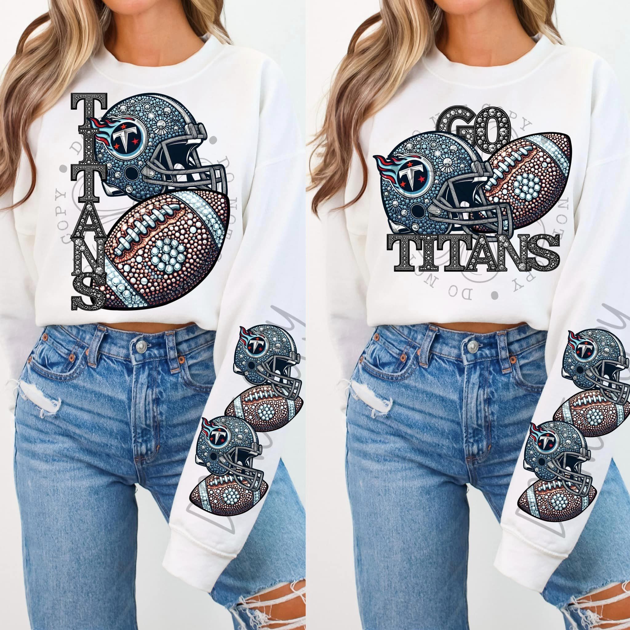 BLING TITAN CREWNECK SWEATSHIRT W/ SLEEVE PRINT