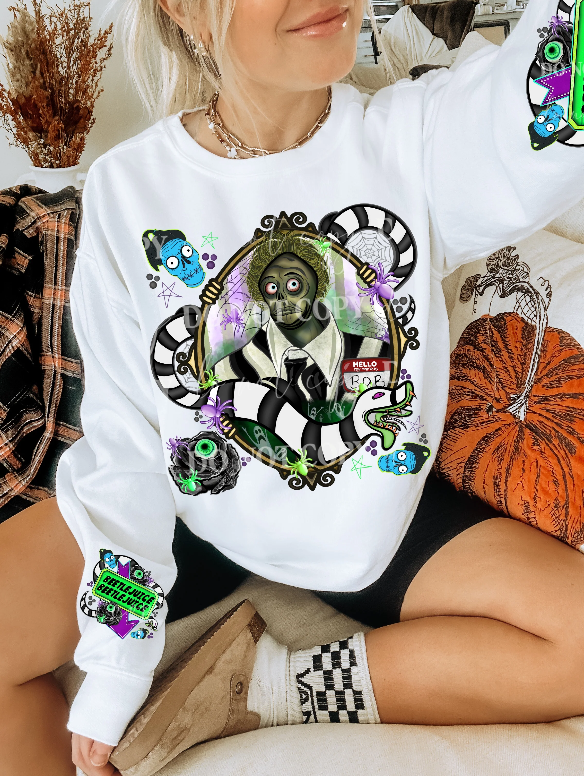 BOB - FRONT & DOUBLE SLEEVE DESIGN CREWNECK SWEATSHIRT - Image 2