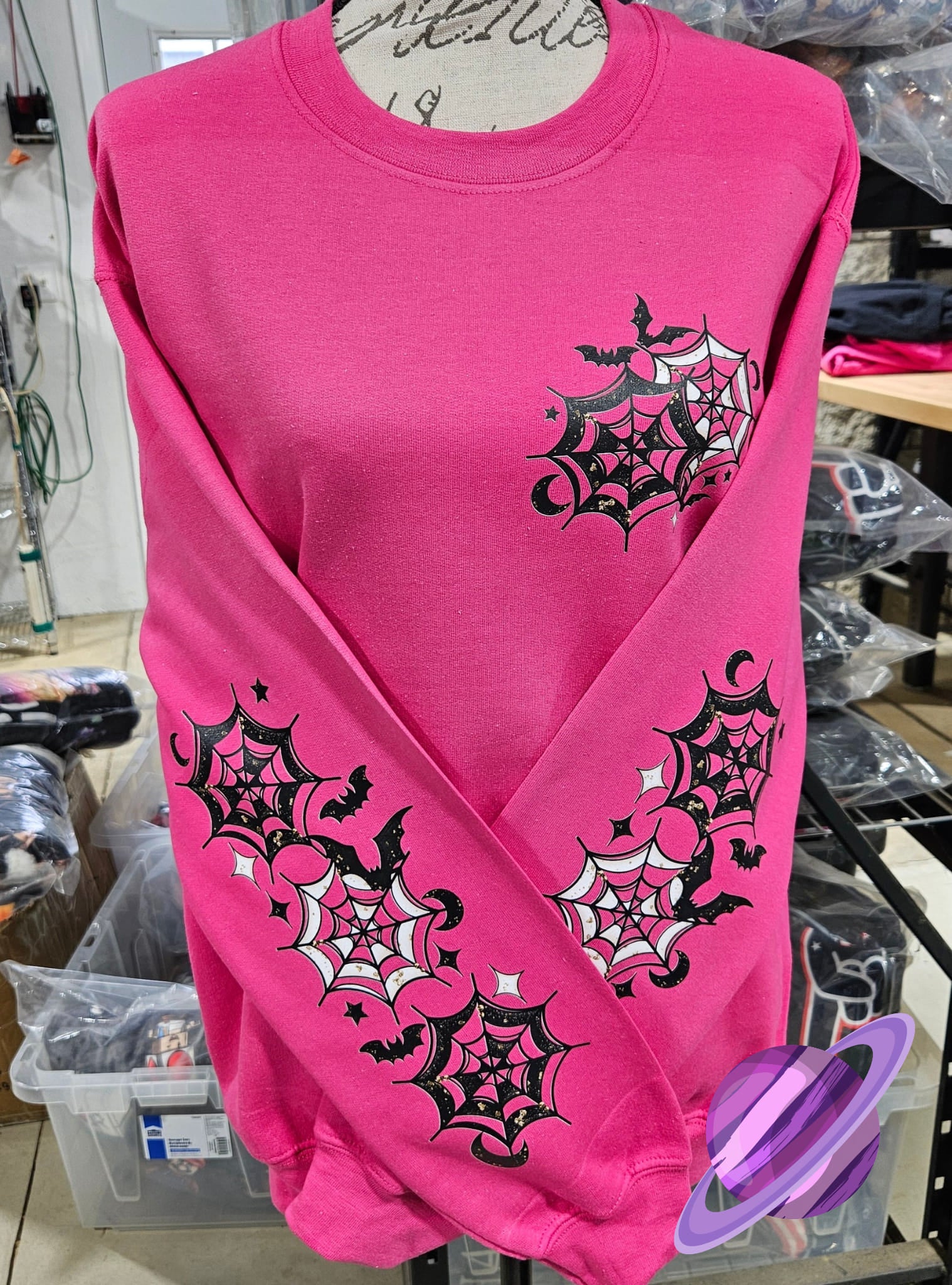 BAT WEBS- FRONT & DOUBLE SLEEVE DESIGN CREWNECK SWEATSHIRT - Image 2