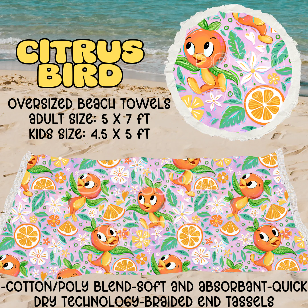 Citrus Bird-OVERSIZED BEACH TOWEL 6-PREORDER CLOSING 3/20