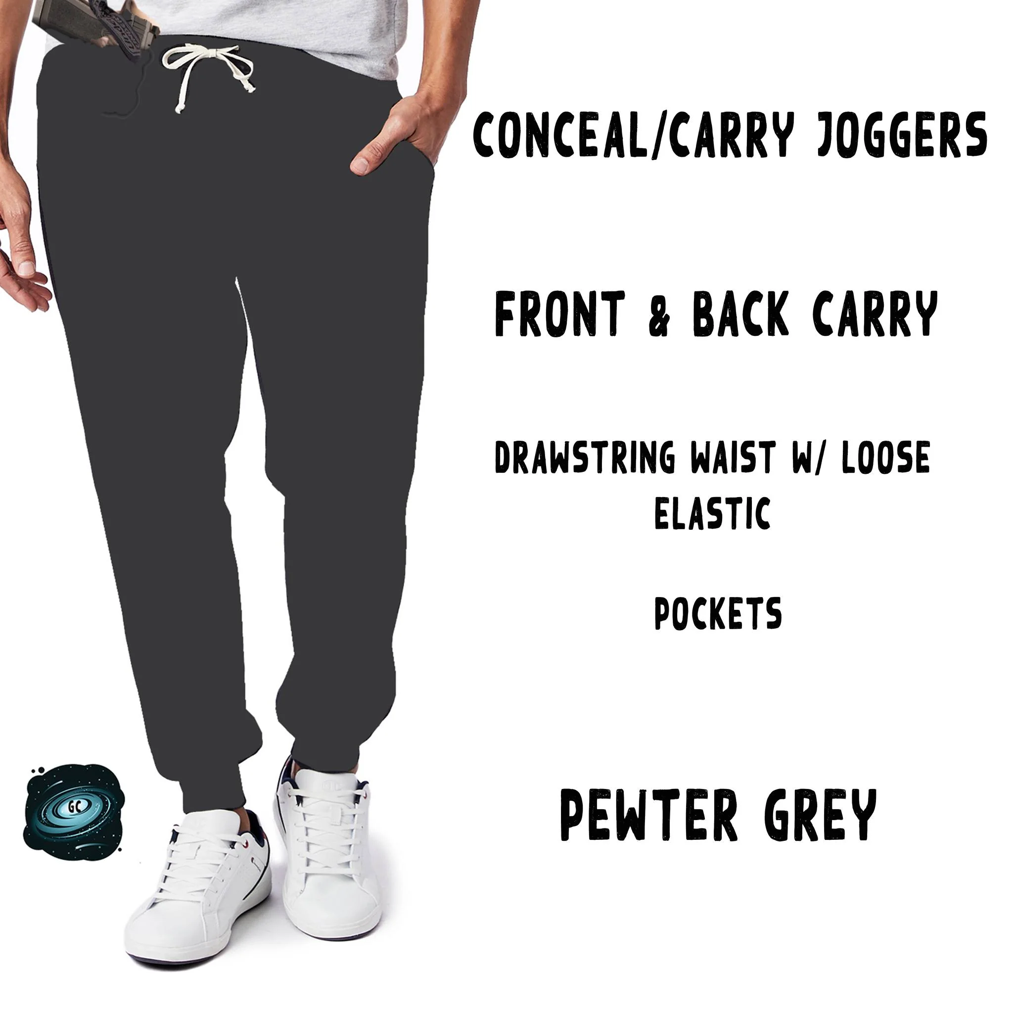 CONCEAL CARRY RUN- PEWTER GREY LEGGINGS/CAPRI/JOGGERS - Image 2