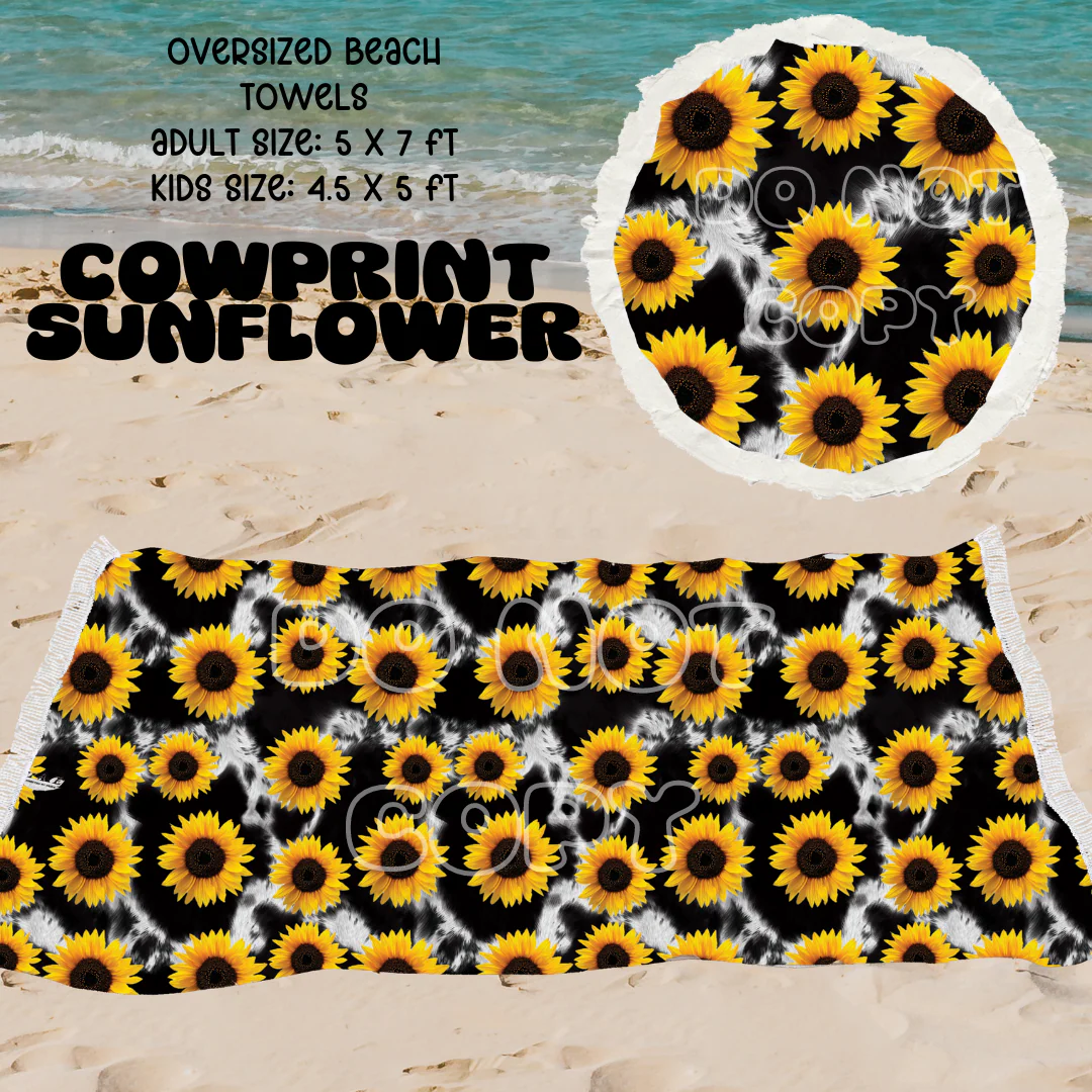 Cowprint Sunflower -OVERSIZED BEACH TOWEL 6-PREORDER CLOSING 3/20