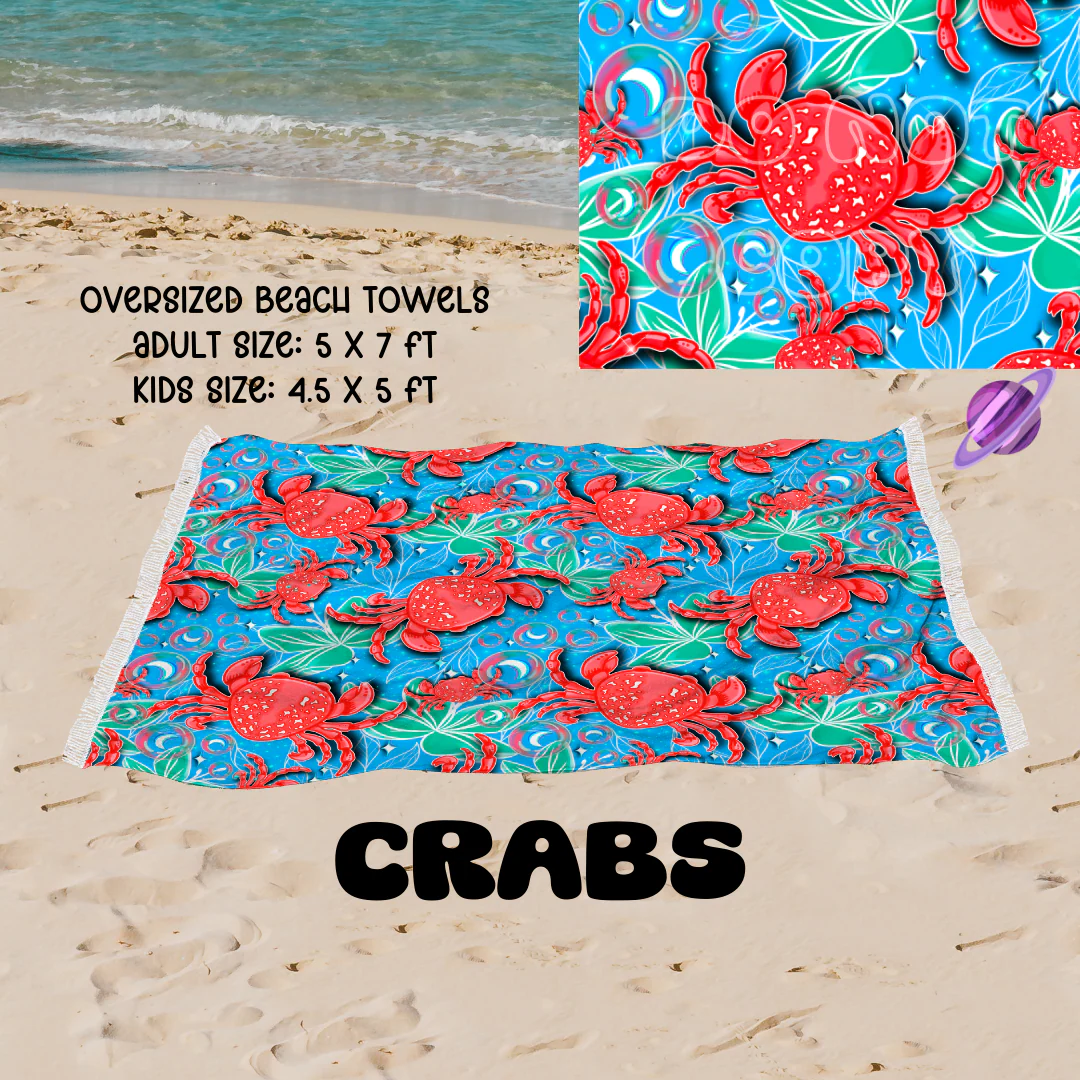 Crabs-OVERSIZED BEACH TOWEL 6-PREORDER CLOSING 3/20