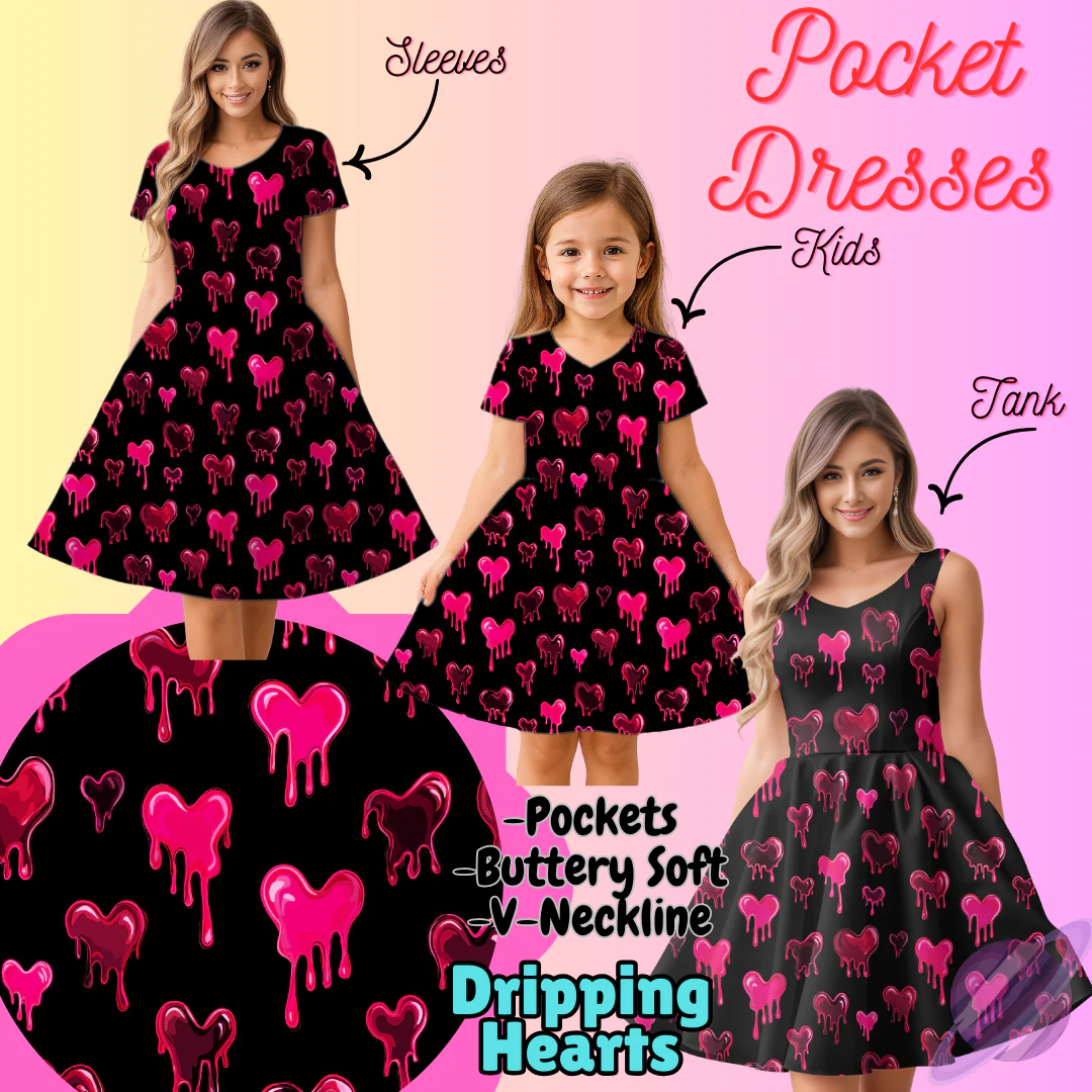 DRIPPING HEARTS-POCKET DRESS PREORDER-CLOSING 3/16
