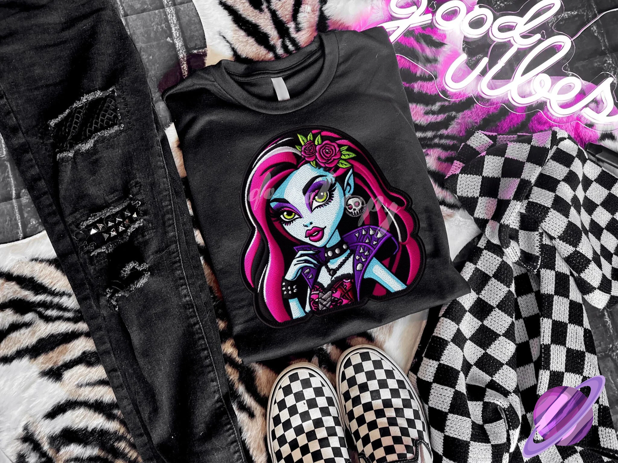 EMBROID MONSTER GIRL UNISEX TEE ADULTS/KIDS