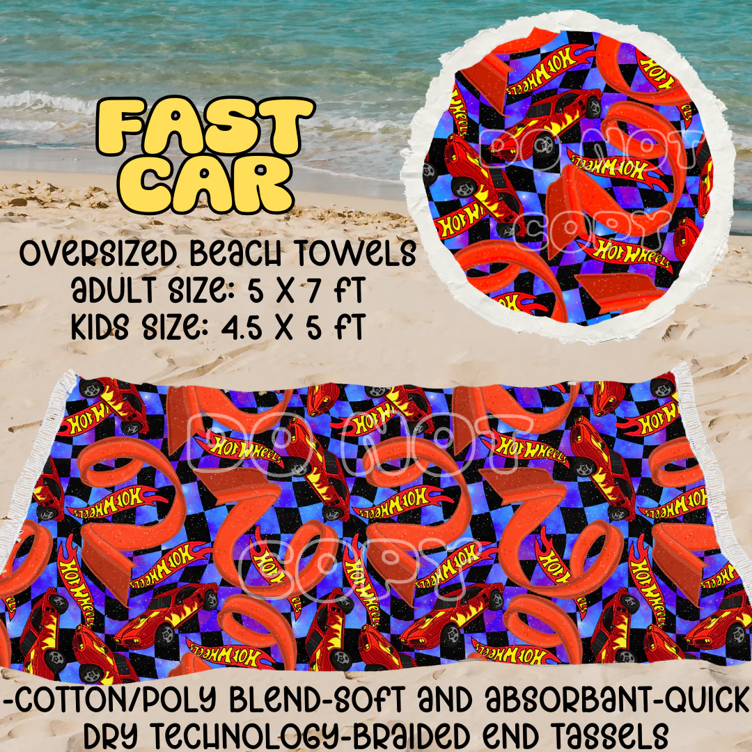 Fast Car-OVERSIZED BEACH TOWEL 6-PREORDER CLOSING 3/20