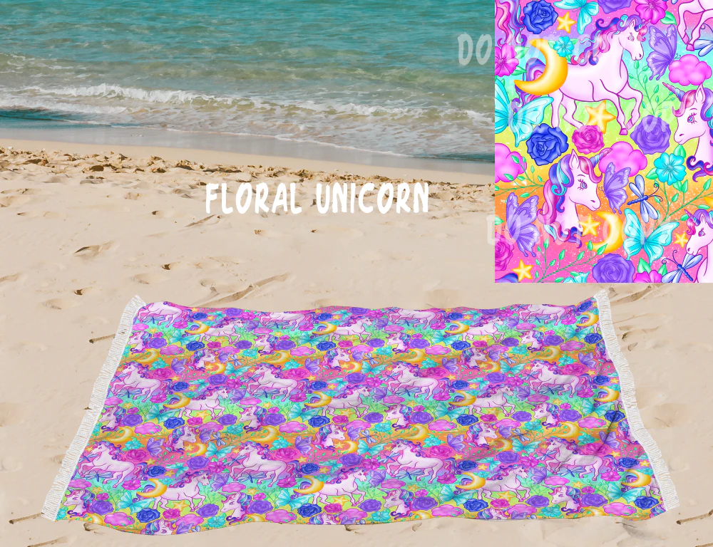 Floral Unicorn-OVERSIZED BEACH TOWEL 6-PREORDER CLOSING 3/20