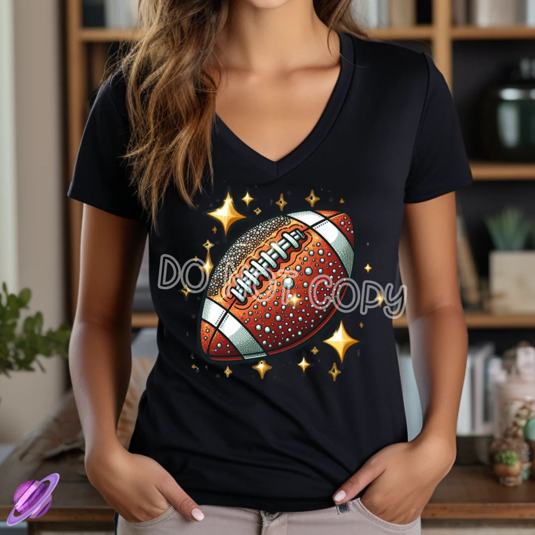 FOOTBALL SHIMMER TEE VNECK