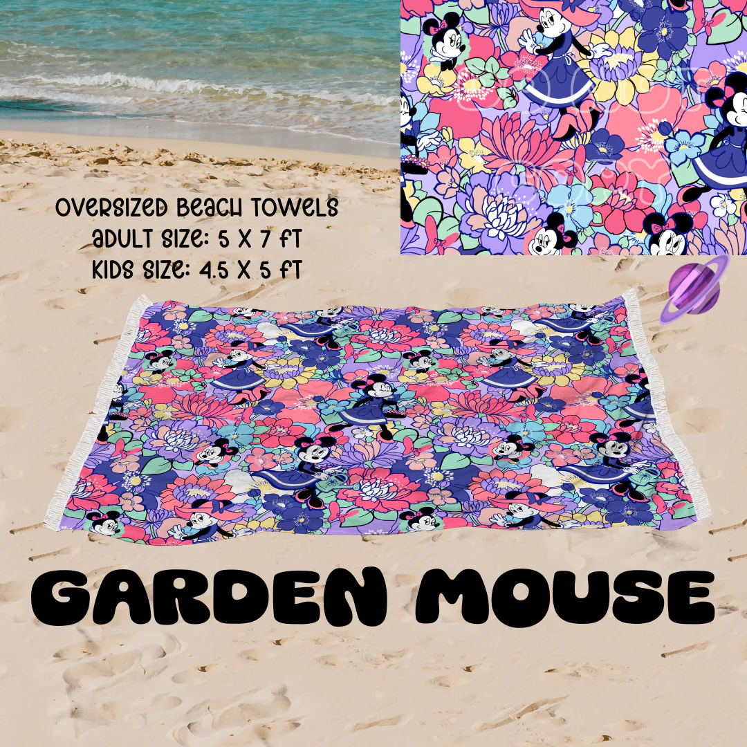 Garden Mouse -OVERSIZED BEACH TOWEL 6-PREORDER CLOSING 3/20