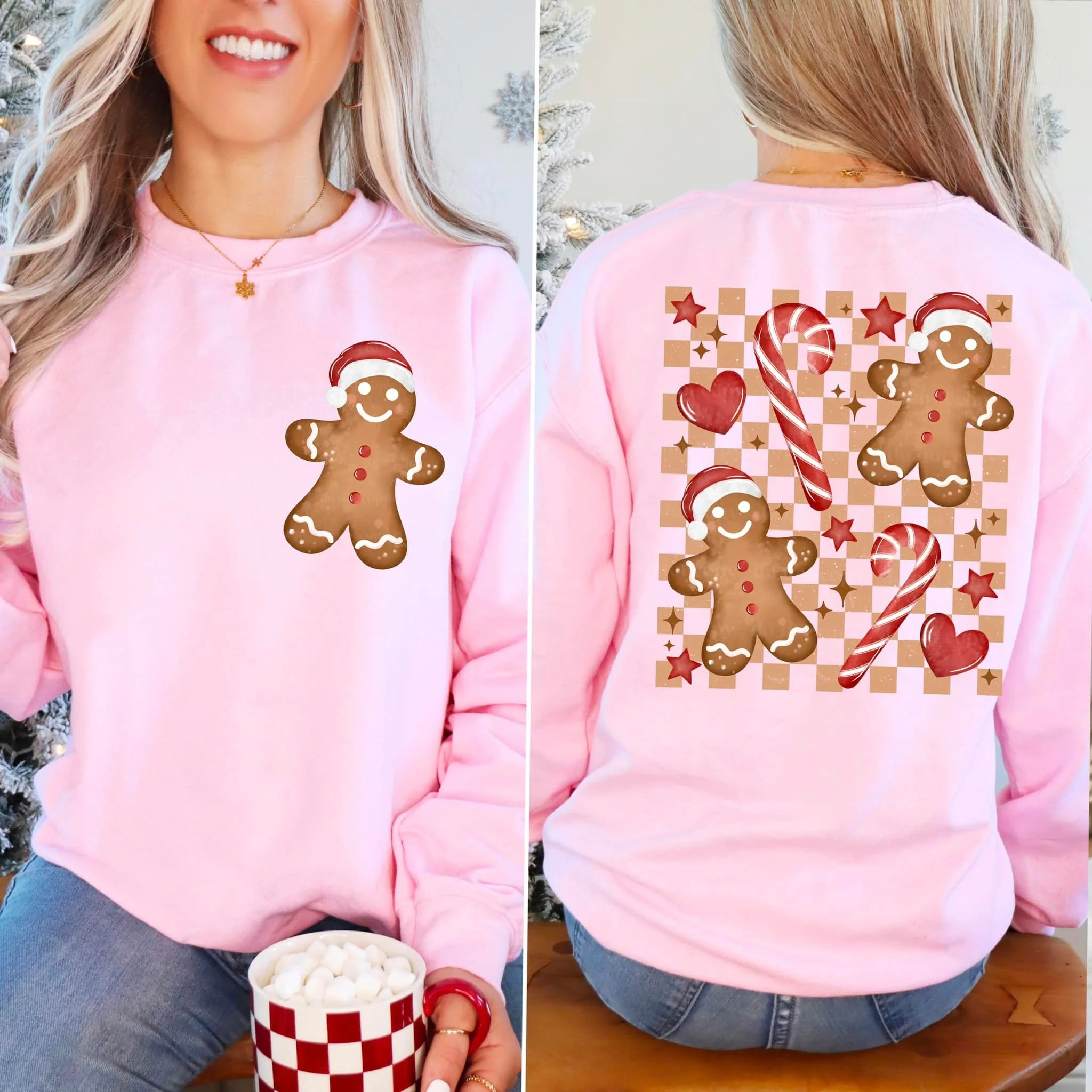 GINGERBREAD MAN- FRONT & BACK CREWNECK SWEATSHIRT