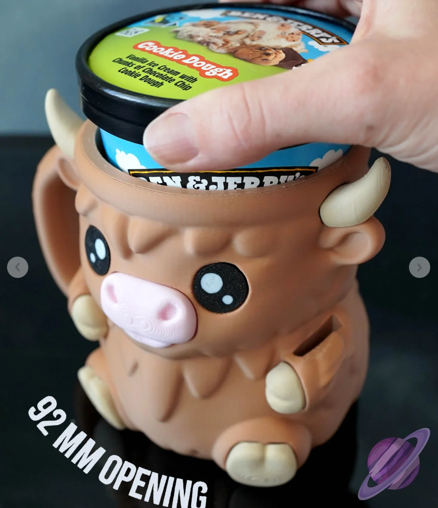 HIGHLAND COW- 3D PRINTED ICE CREAM PINT HOLDER - Image 6
