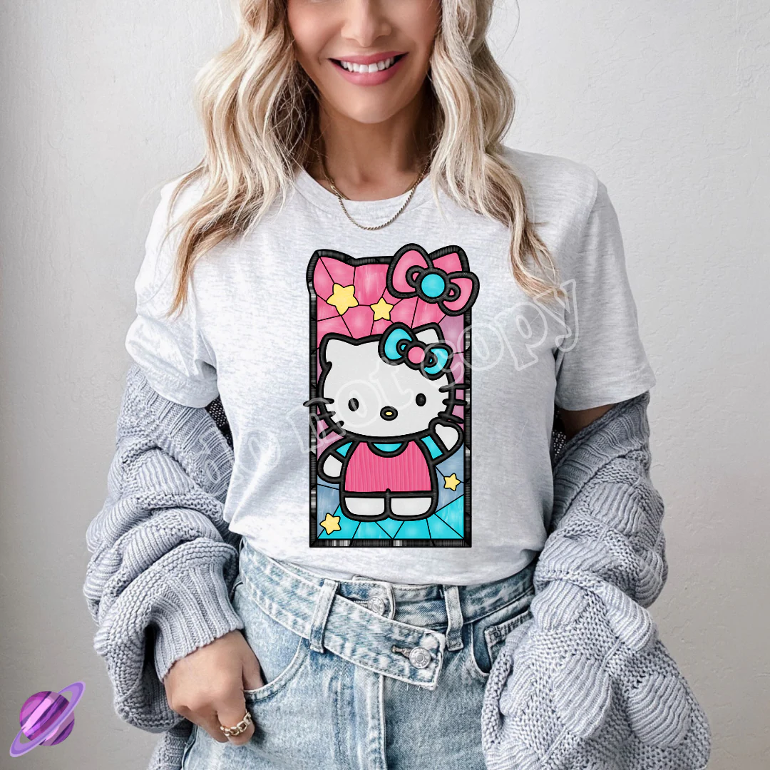 HKITTY- STAINED GLASS -UNISEX TEE ADULTS/KIDS