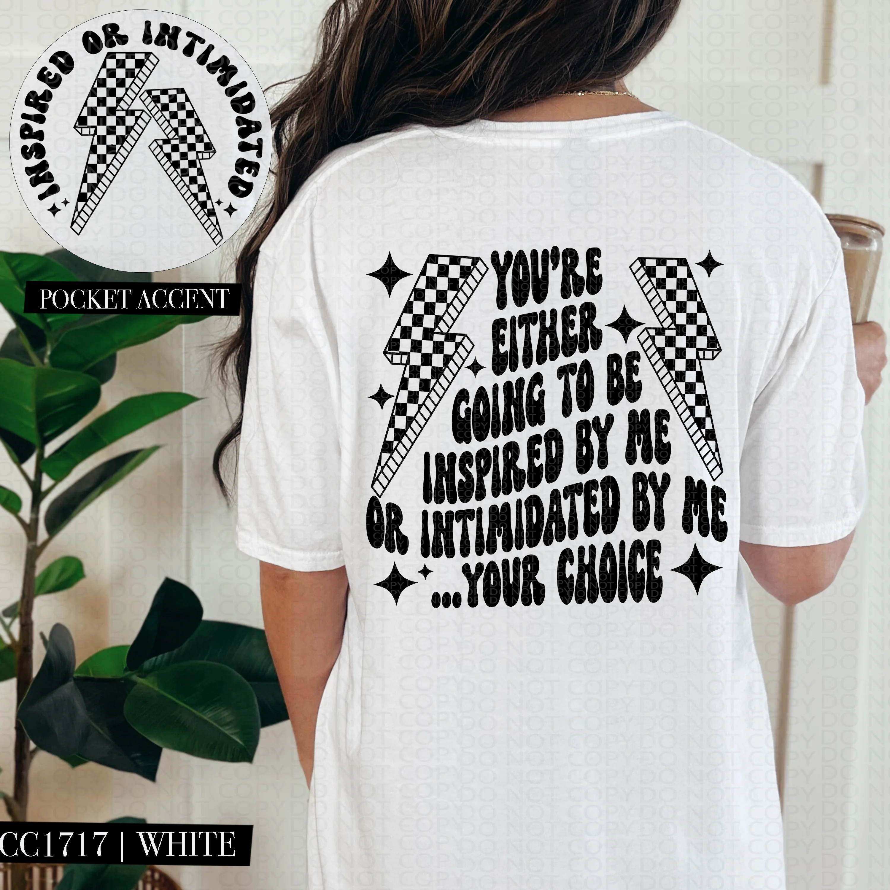 INSPIRED OR INTIMIDATED POCKET PRINT DOUBLE SIDED TEE - Image 2