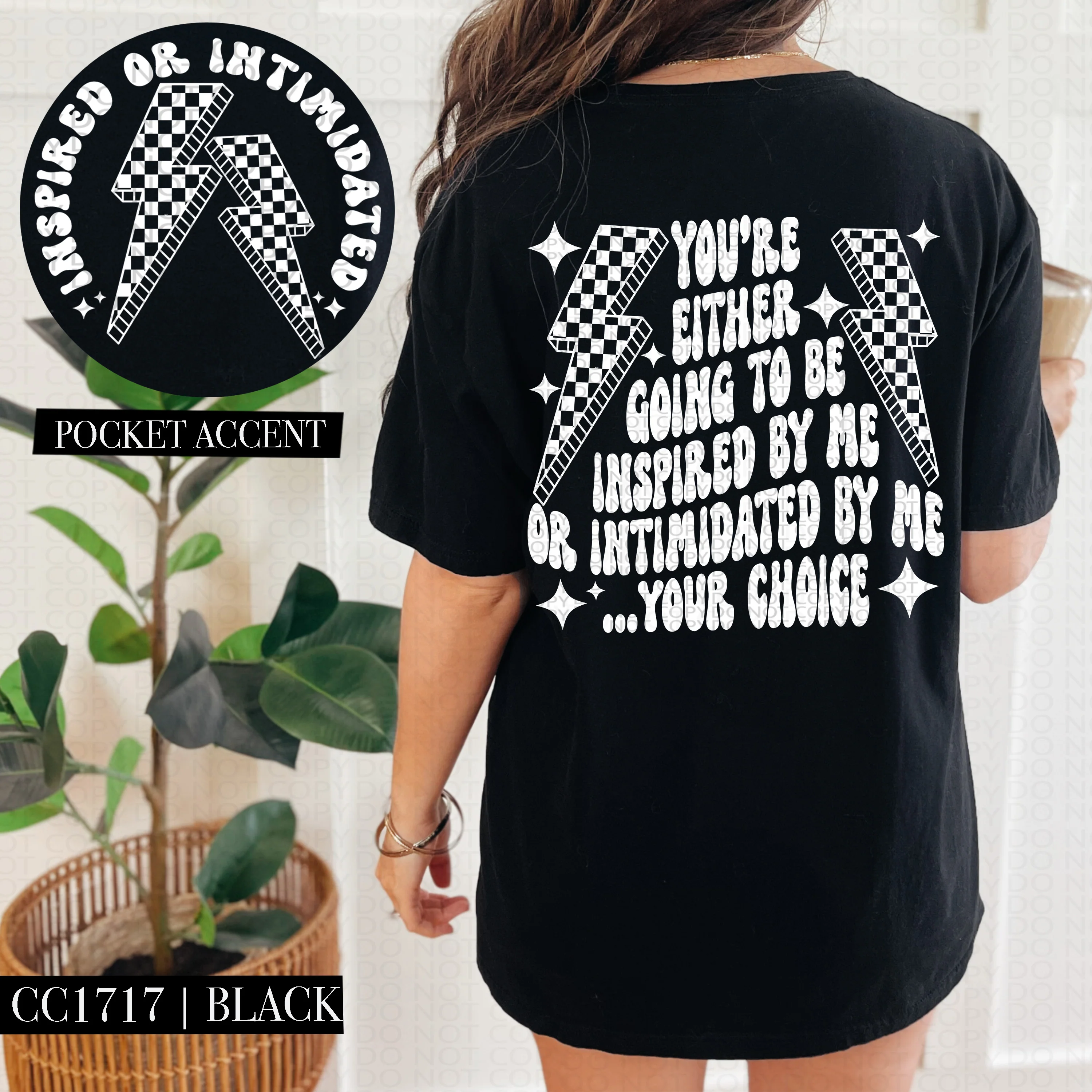 INSPIRED OR INTIMIDATED POCKET PRINT DOUBLE SIDED TEE - Image 3