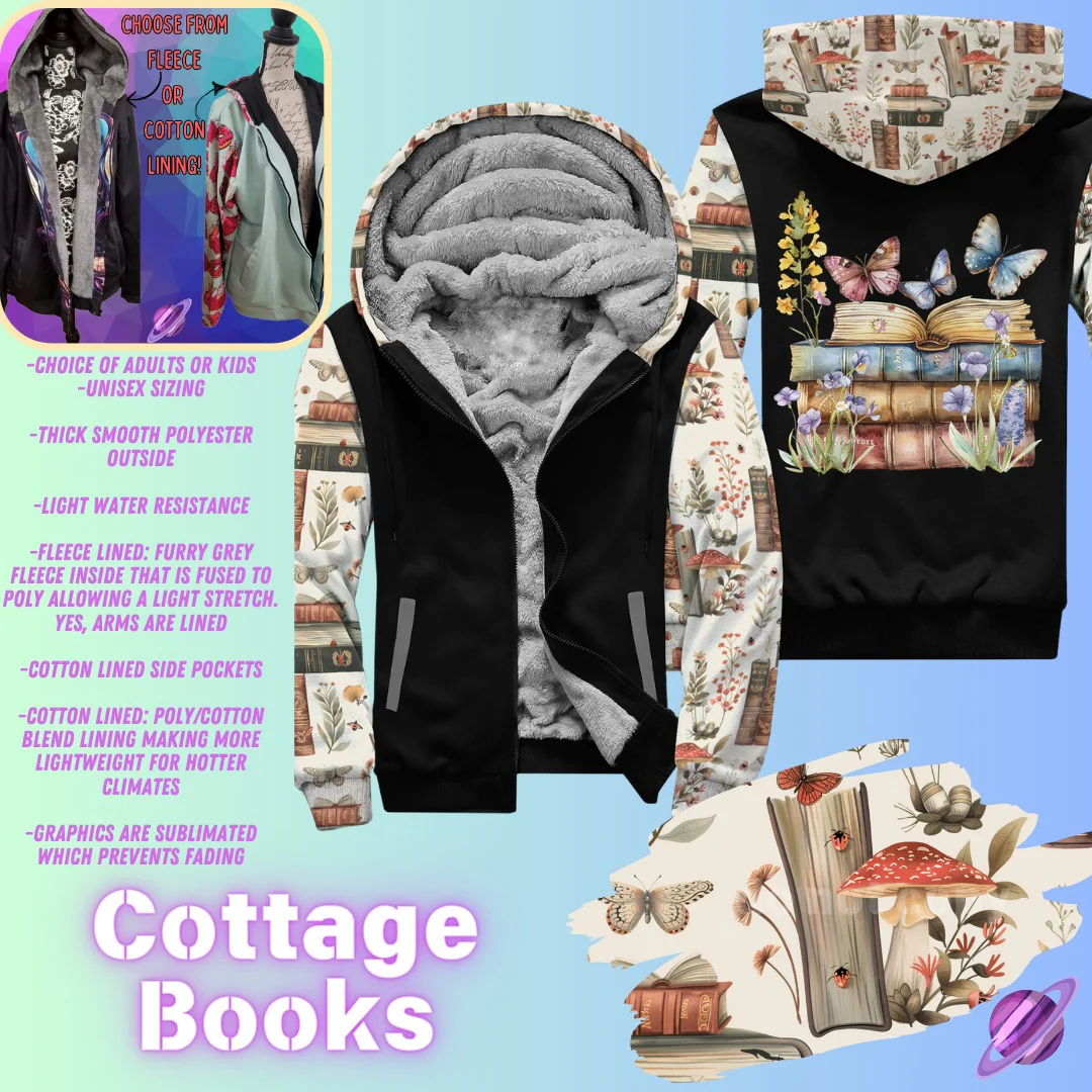 JACKET RUN 14-COTTAGE BOOKS-FLEECE OR COTTON LINER-PREORDER CLOSING 12/16