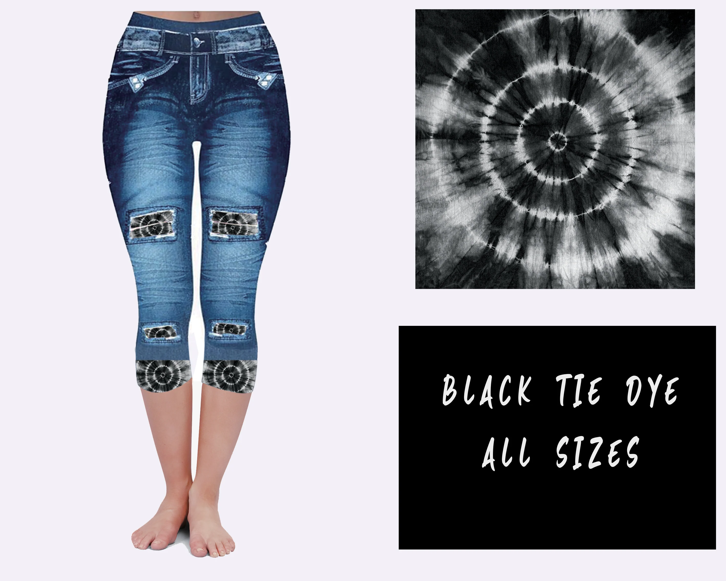 LEGGING JEAN RUN-BLACK TIE DYE (ACTIVE BACK POCKETS) - Image 3