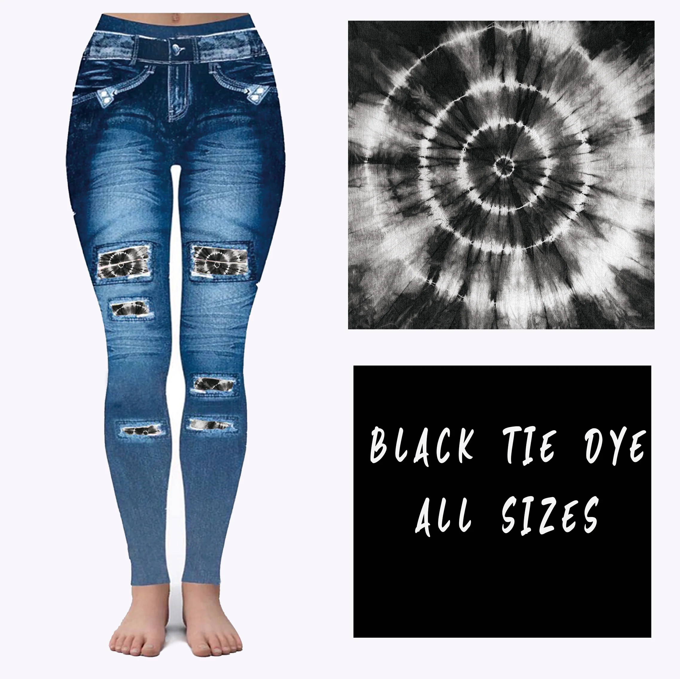 LEGGING JEAN RUN-BLACK TIE DYE (ACTIVE BACK POCKETS) - Image 4