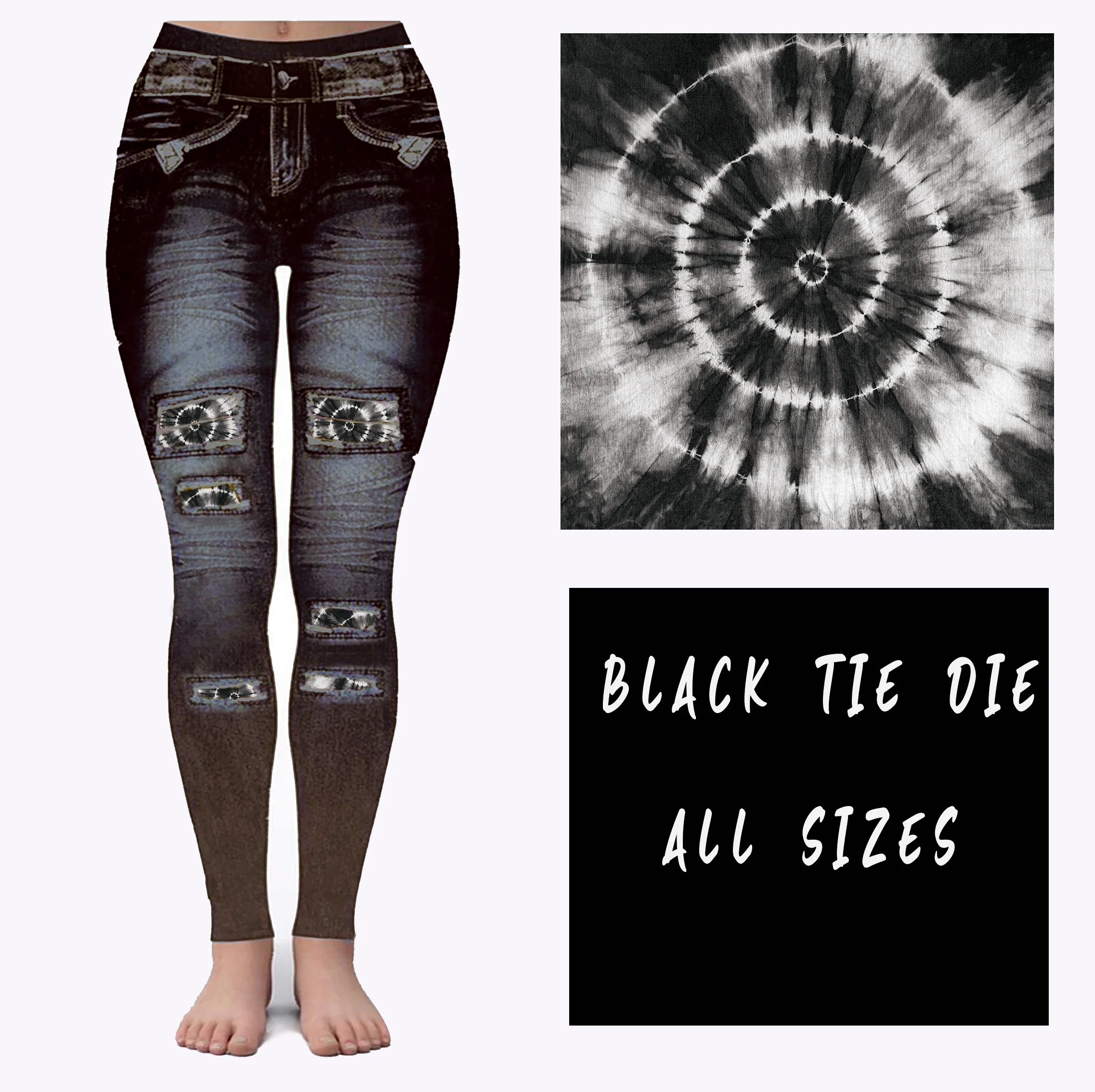 LEGGING JEAN RUN-BLACK TIE DYE (ACTIVE BACK POCKETS) - Image 6