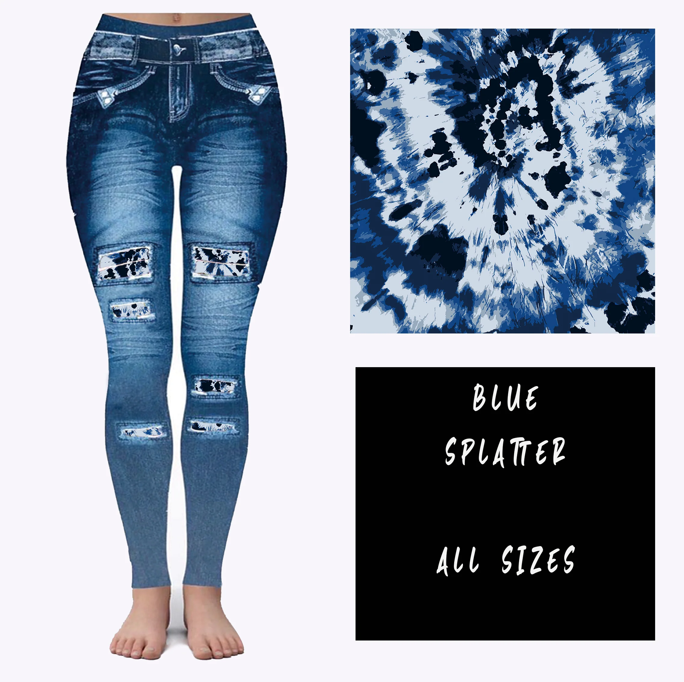 LEGGING JEAN RUN-BLUE SPLATTER (ACTIVE BACK POCKETS) - Image 3
