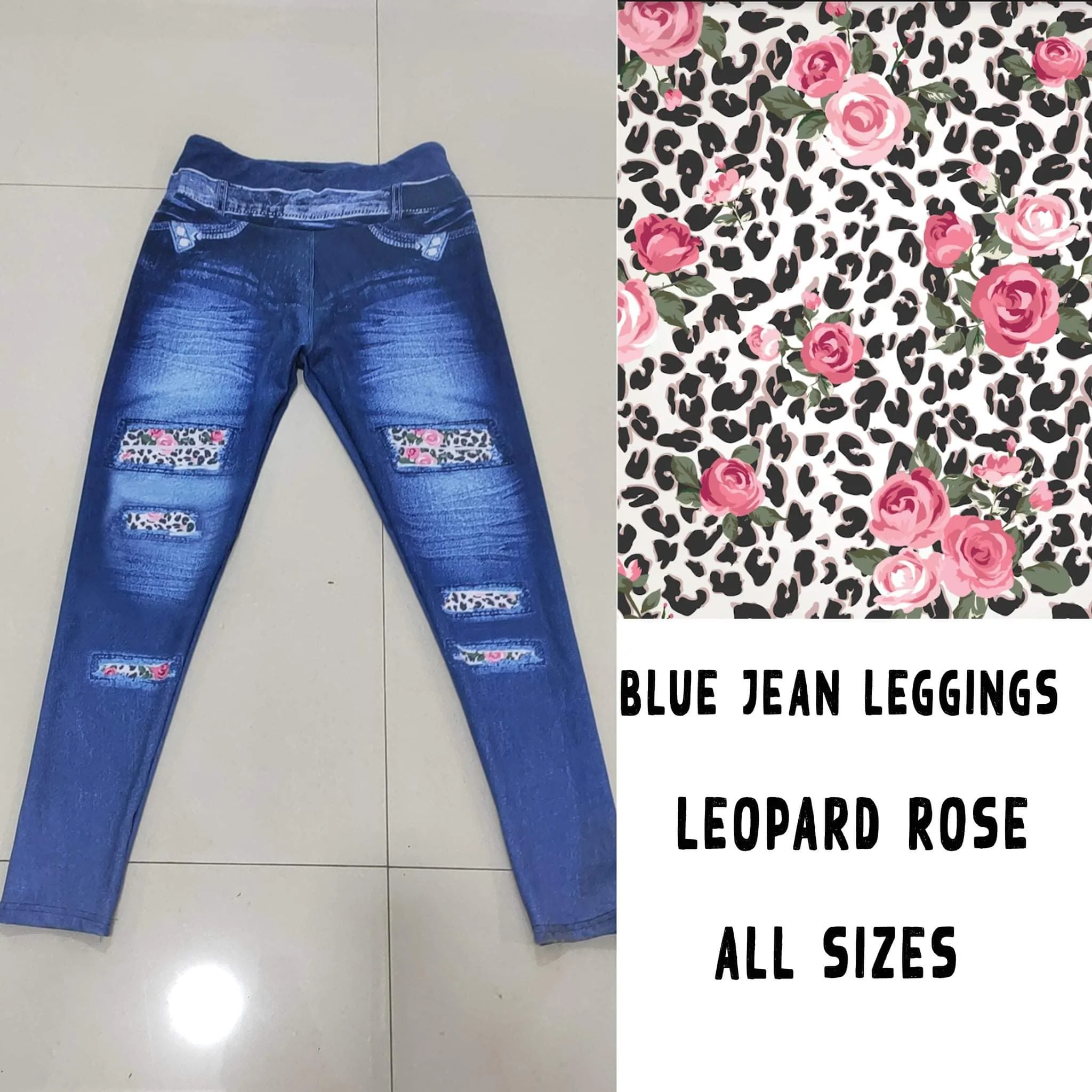 LEGGING JEAN RUN-LEOPARD ROSE (ACTIVE BACK POCKETS) - Image 2