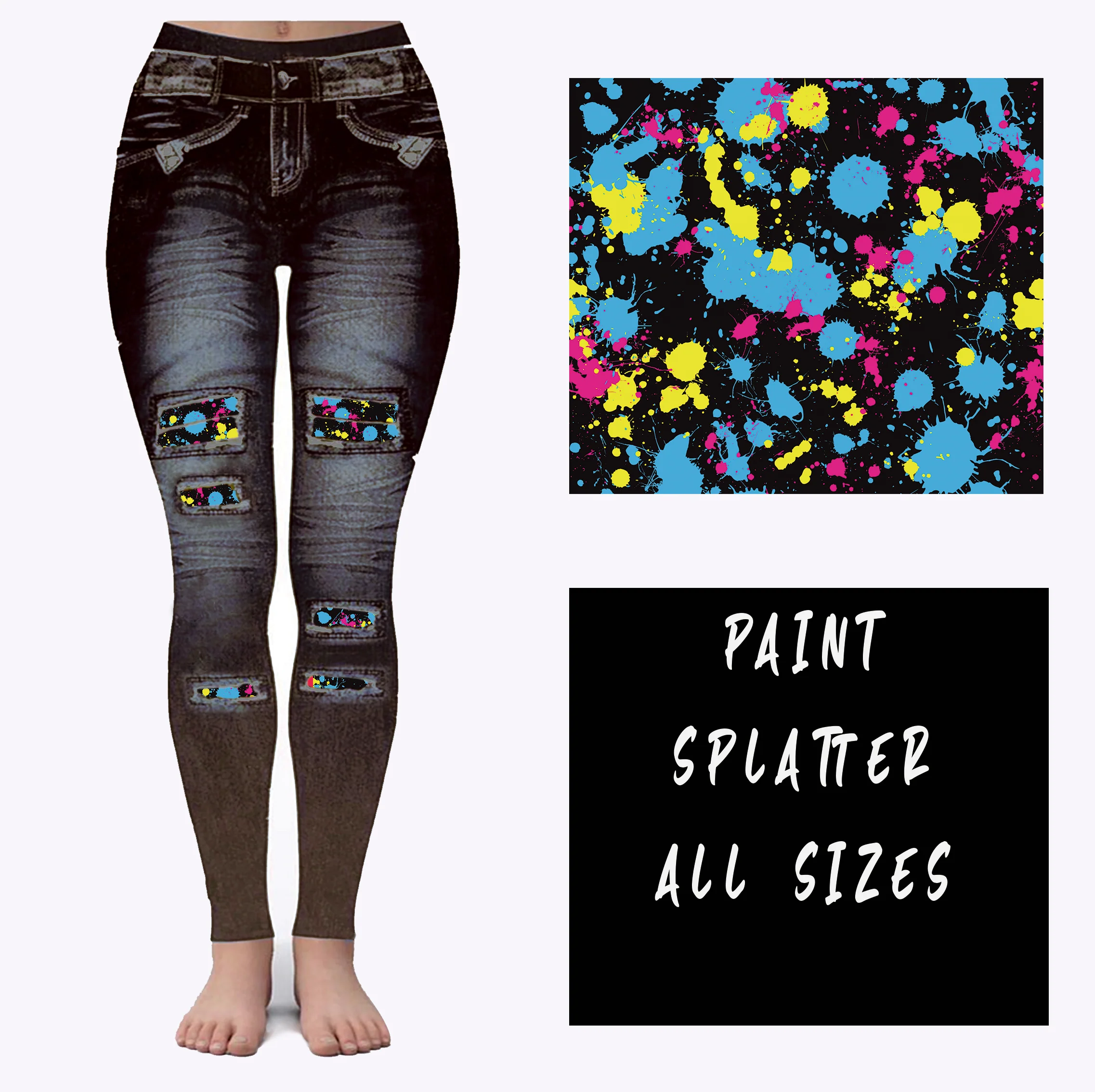 LEGGING JEAN RUN-PAINT SPLATTER (ACTIVE BACK POCKETS) - Image 4