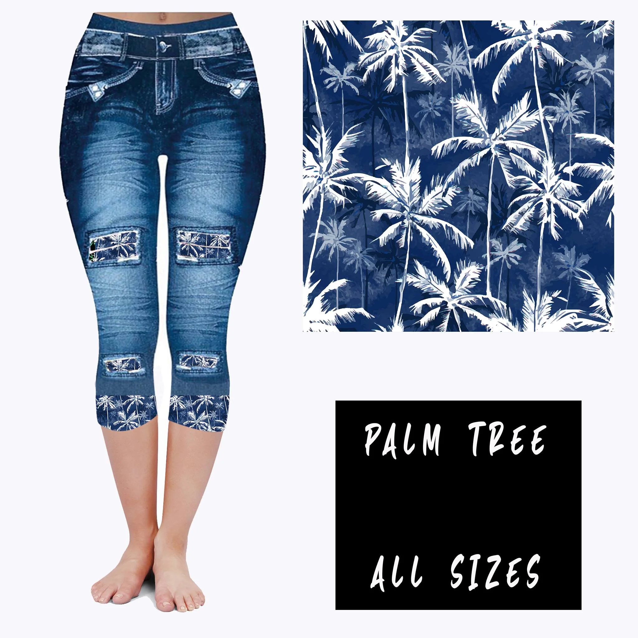 LEGGING JEAN RUN-PALM TREE (ACTIVE BACK POCKETS) - Image 3