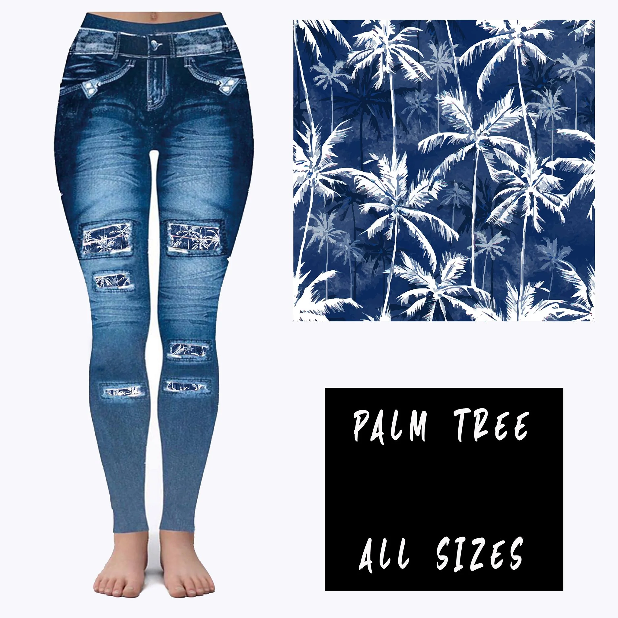 LEGGING JEAN RUN-PALM TREE (ACTIVE BACK POCKETS) - Image 4