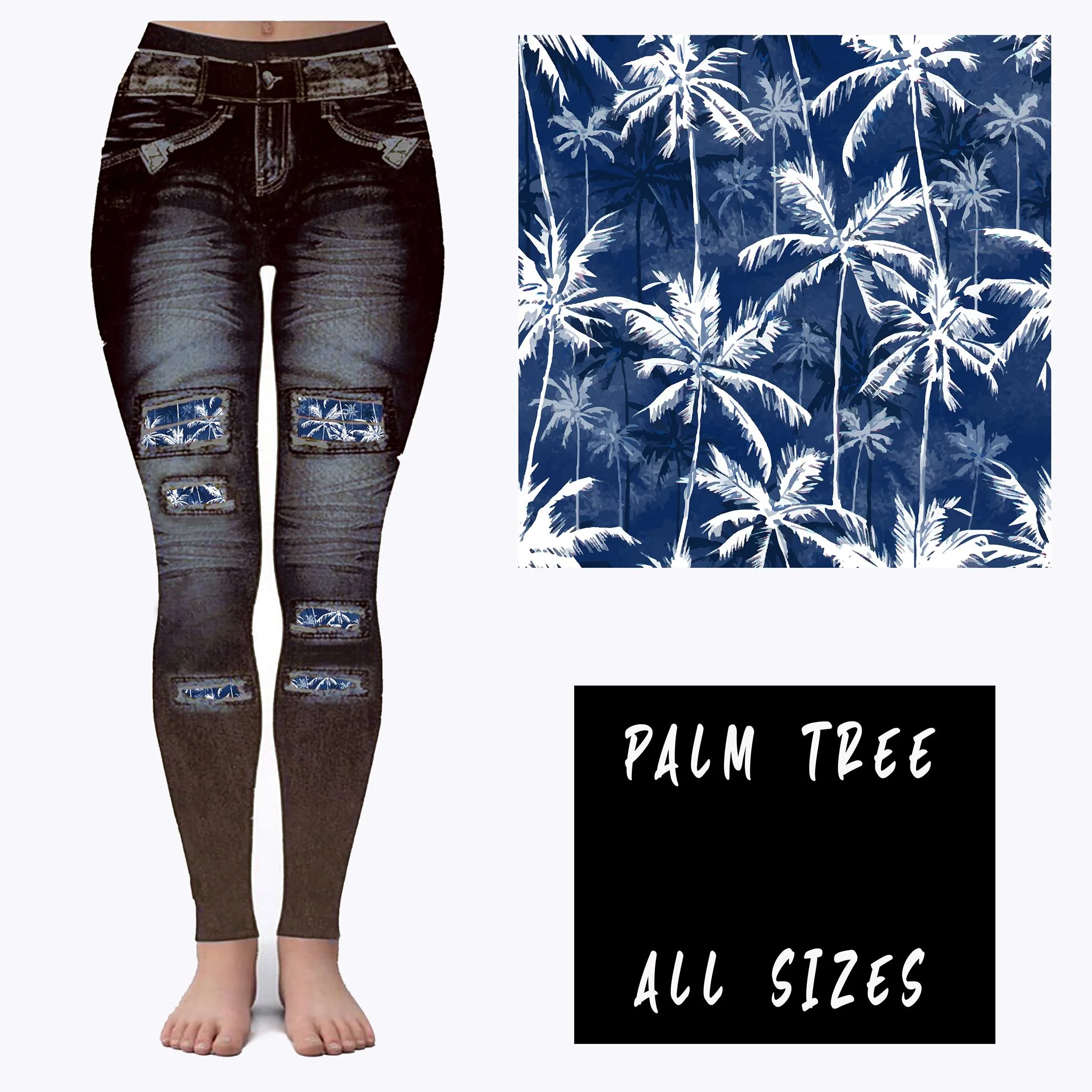LEGGING JEAN RUN-PALM TREE (ACTIVE BACK POCKETS) - Image 5
