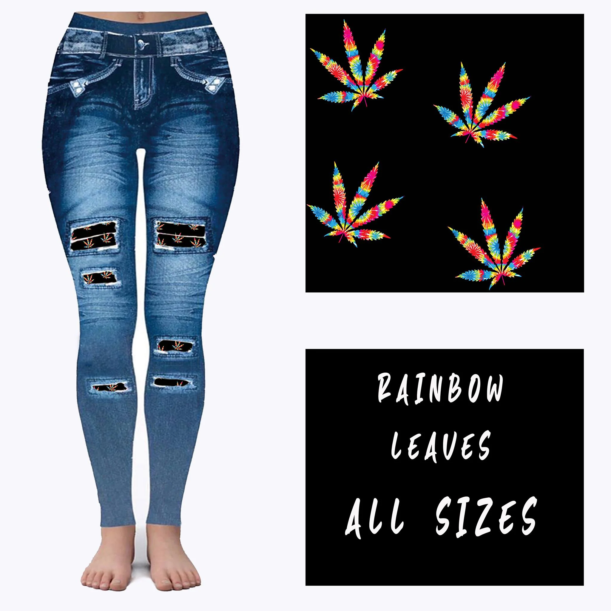 LEGGING JEAN RUN-RAINBOW LEAVES (ACTIVE BACK POCKETS) - Image 4