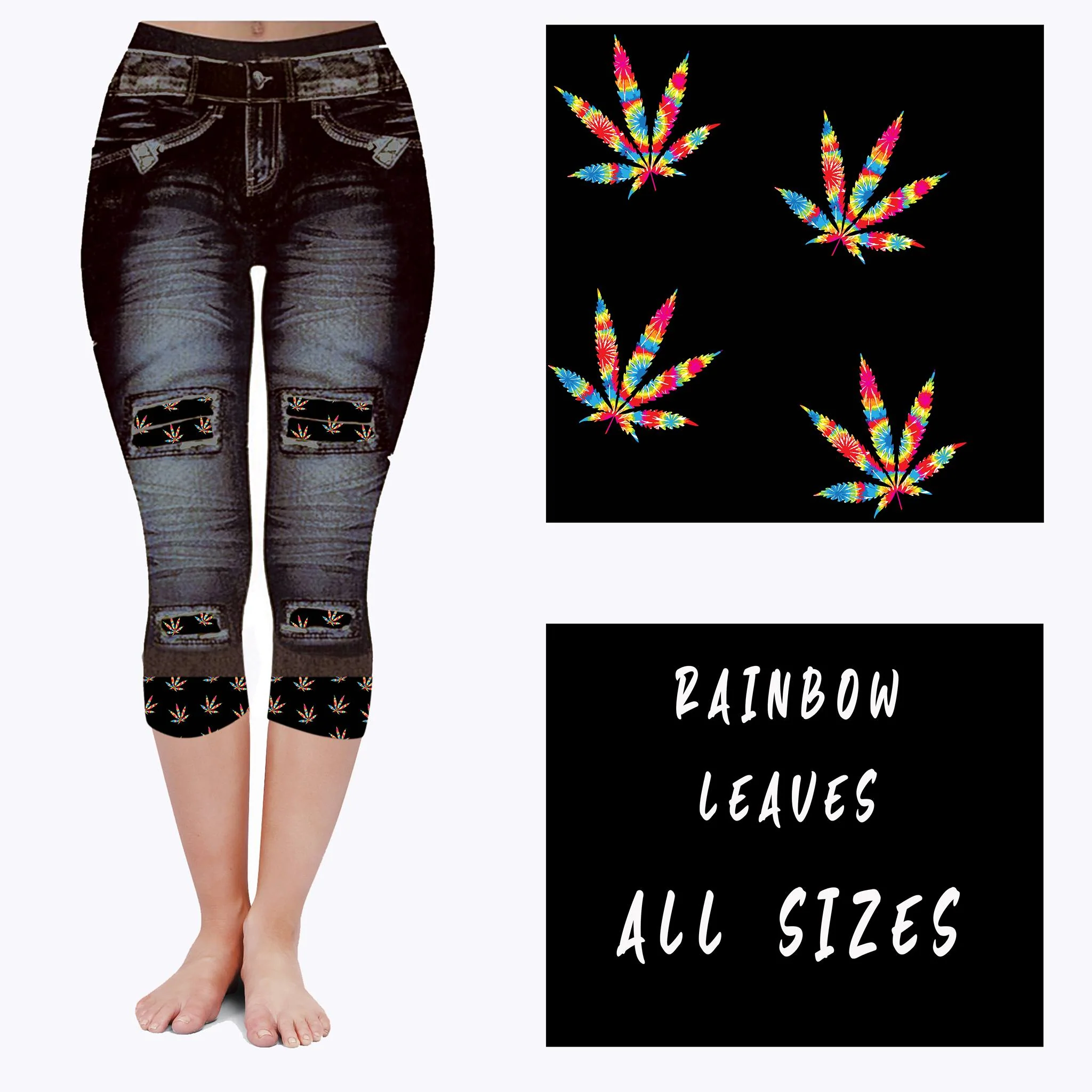 LEGGING JEAN RUN-RAINBOW LEAVES (ACTIVE BACK POCKETS) - Image 5