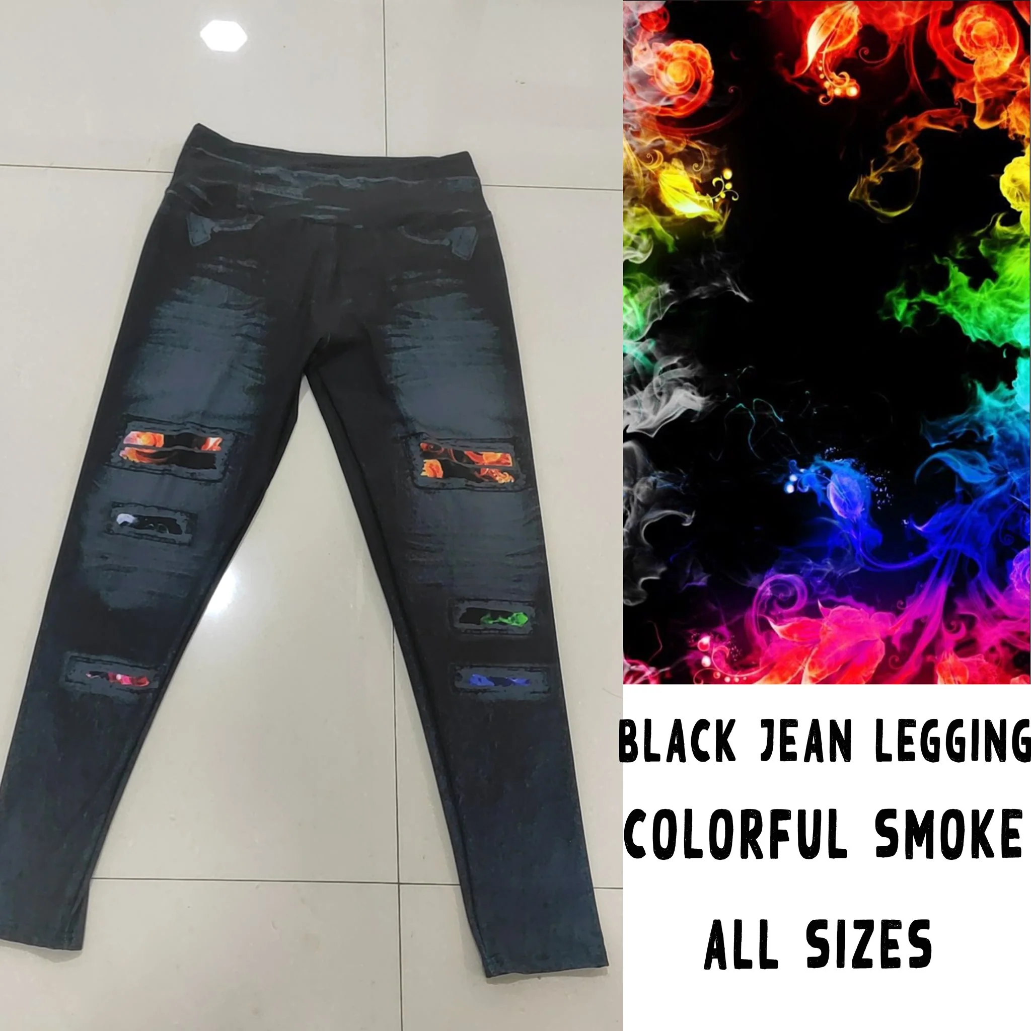 LEGGING JEAN RUN-RAINBOW SMOKE (ACTIVE BACK POCKETS) - Image 5