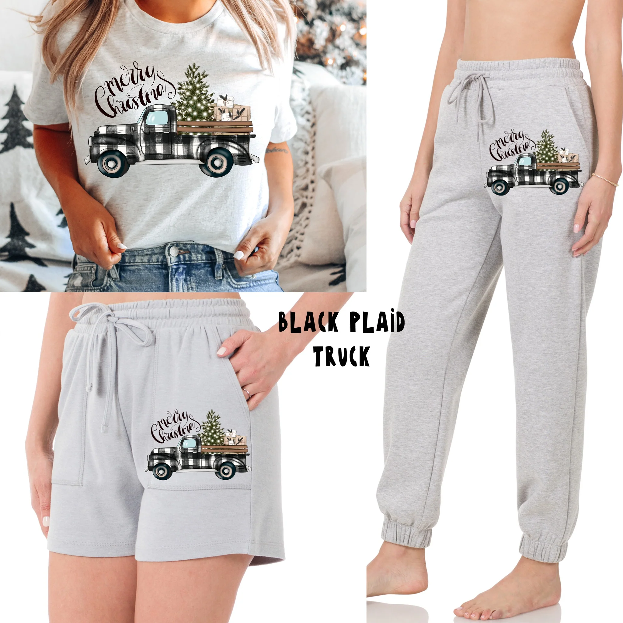 LOUNGEWEAR RUN-BLACK PLAID TRUCK TEE- PREORDER CLOSING 9/30 - Image 4