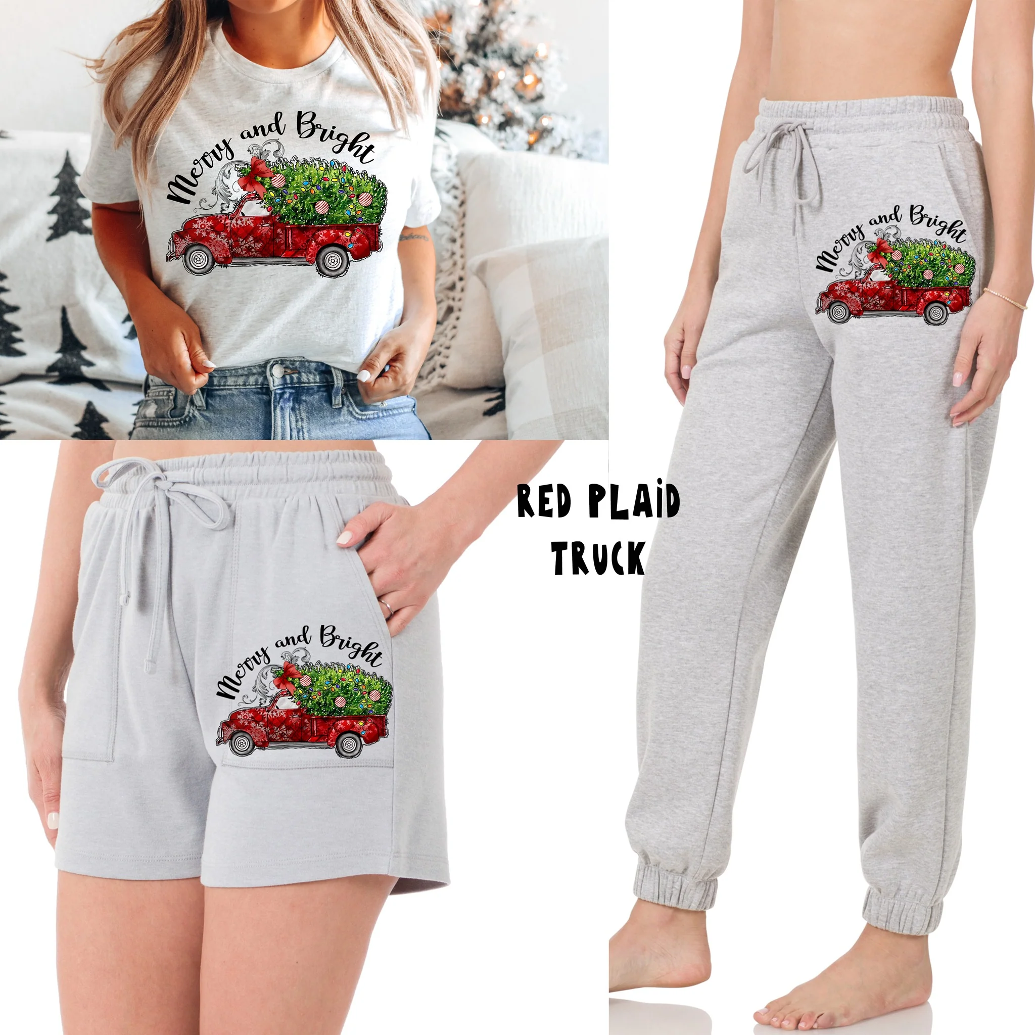 LOUNGEWEAR RUN-RED PLAID TRUCK TEE- PREORDER CLOSING 9/30 - Image 2