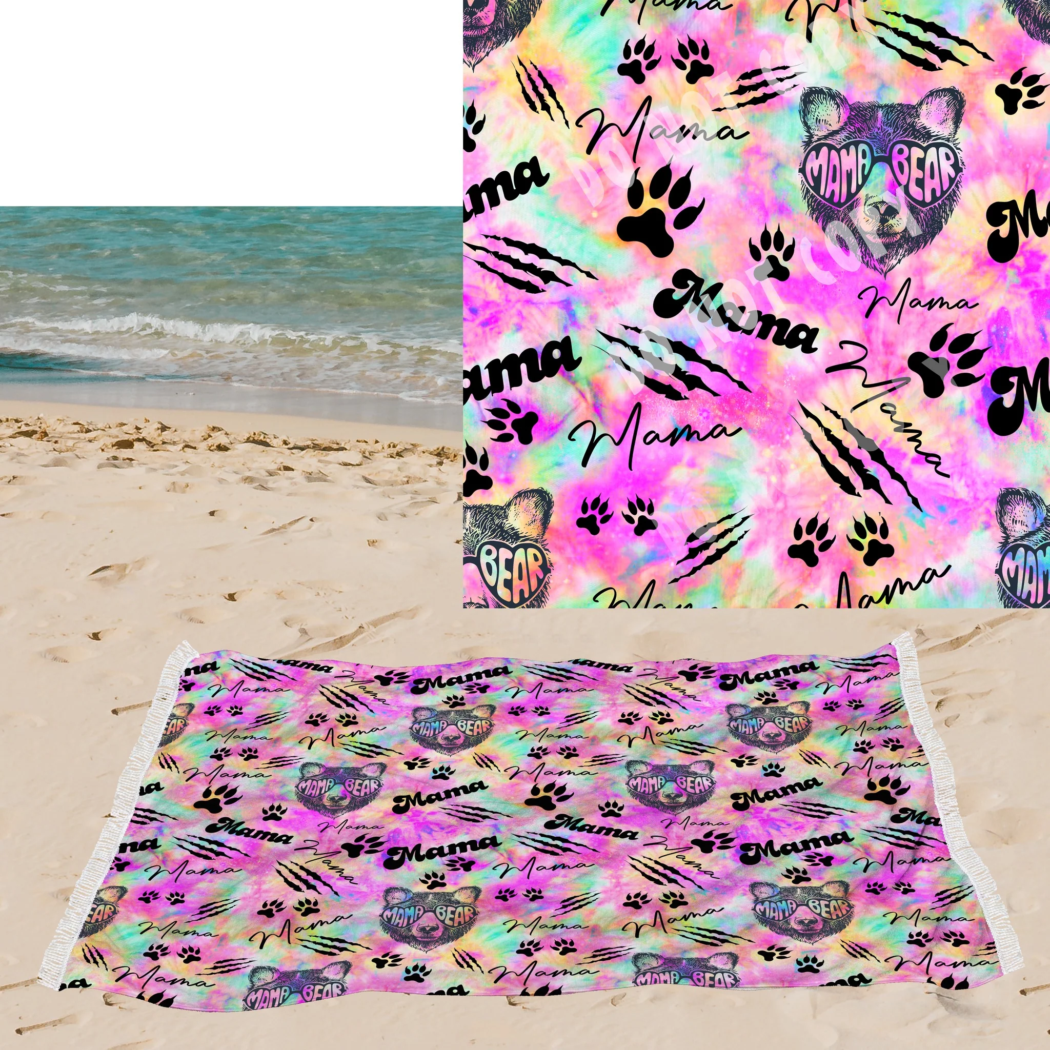 Mama Bear-OVERSIZED BEACH TOWEL 6-PREORDER CLOSING 3/20