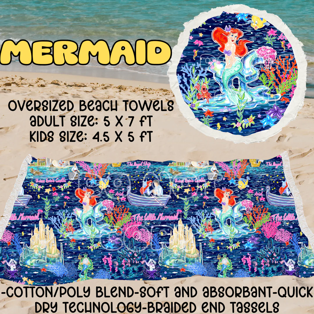 MERMAID-OVERSIZED BEACH TOWEL 6-PREORDER CLOSING 3/20