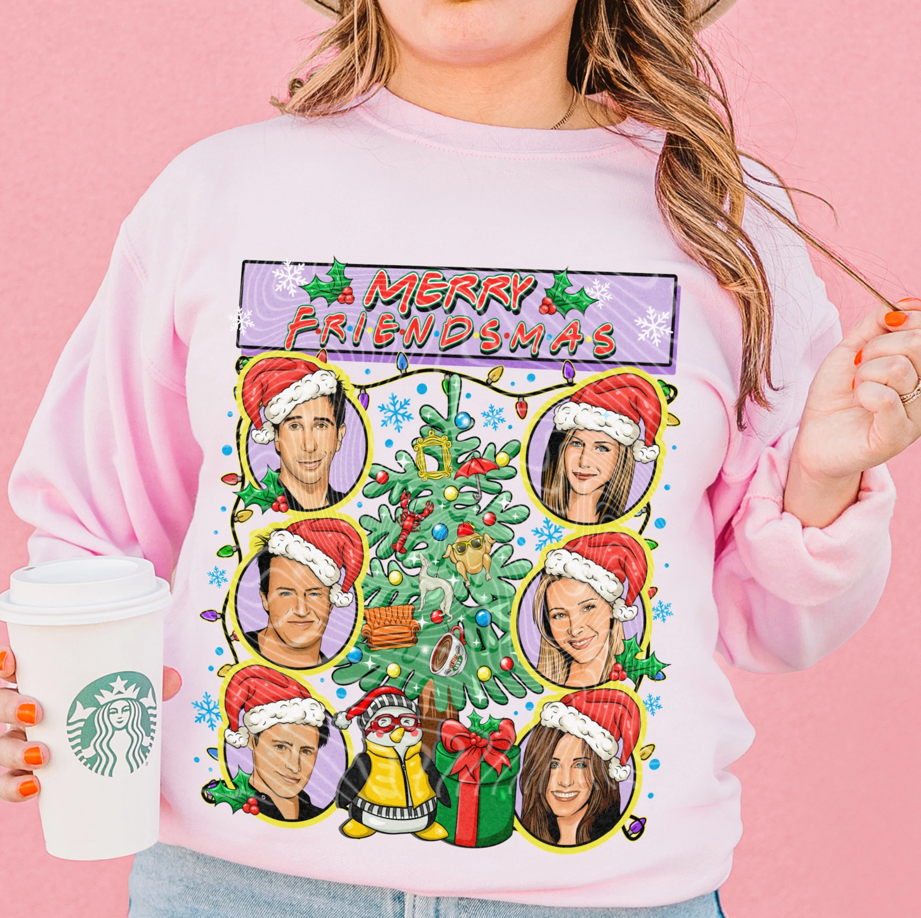 MERRY FRIENDMAS SWEATSHIRT W/ SLEEVE PRINT - Image 2