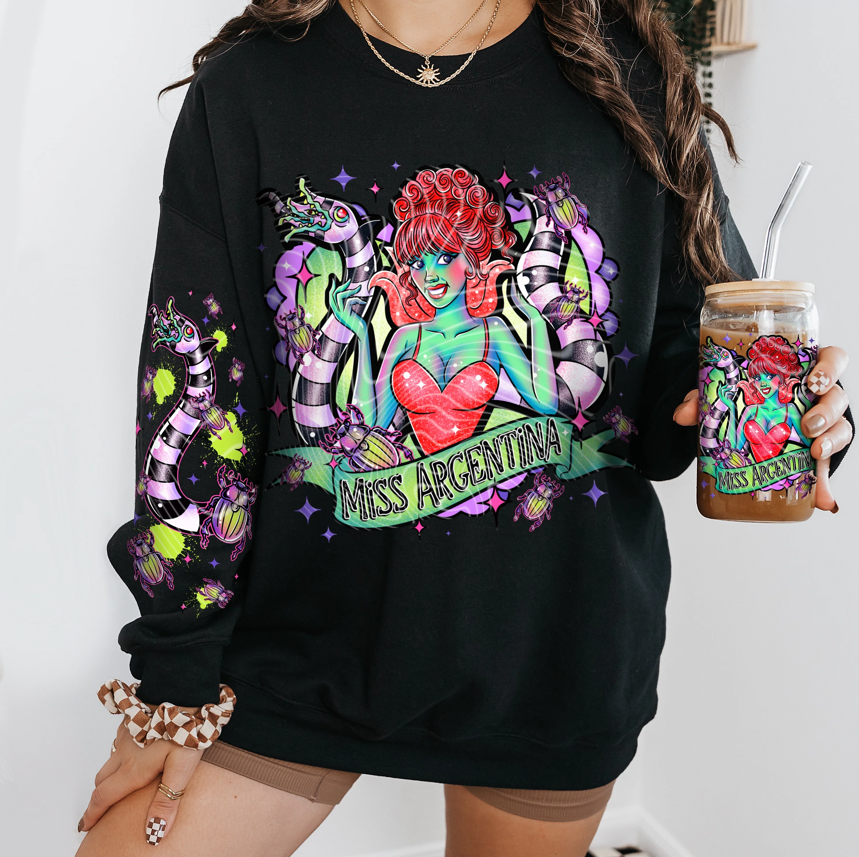 MISS ARGENTINA- CREWNECK SWEATSHIRT  W/ SLEEVE PRINT