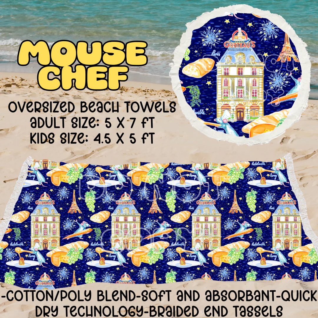 Mouse Chef -OVERSIZED BEACH TOWEL 6-PREORDER CLOSING 3/20