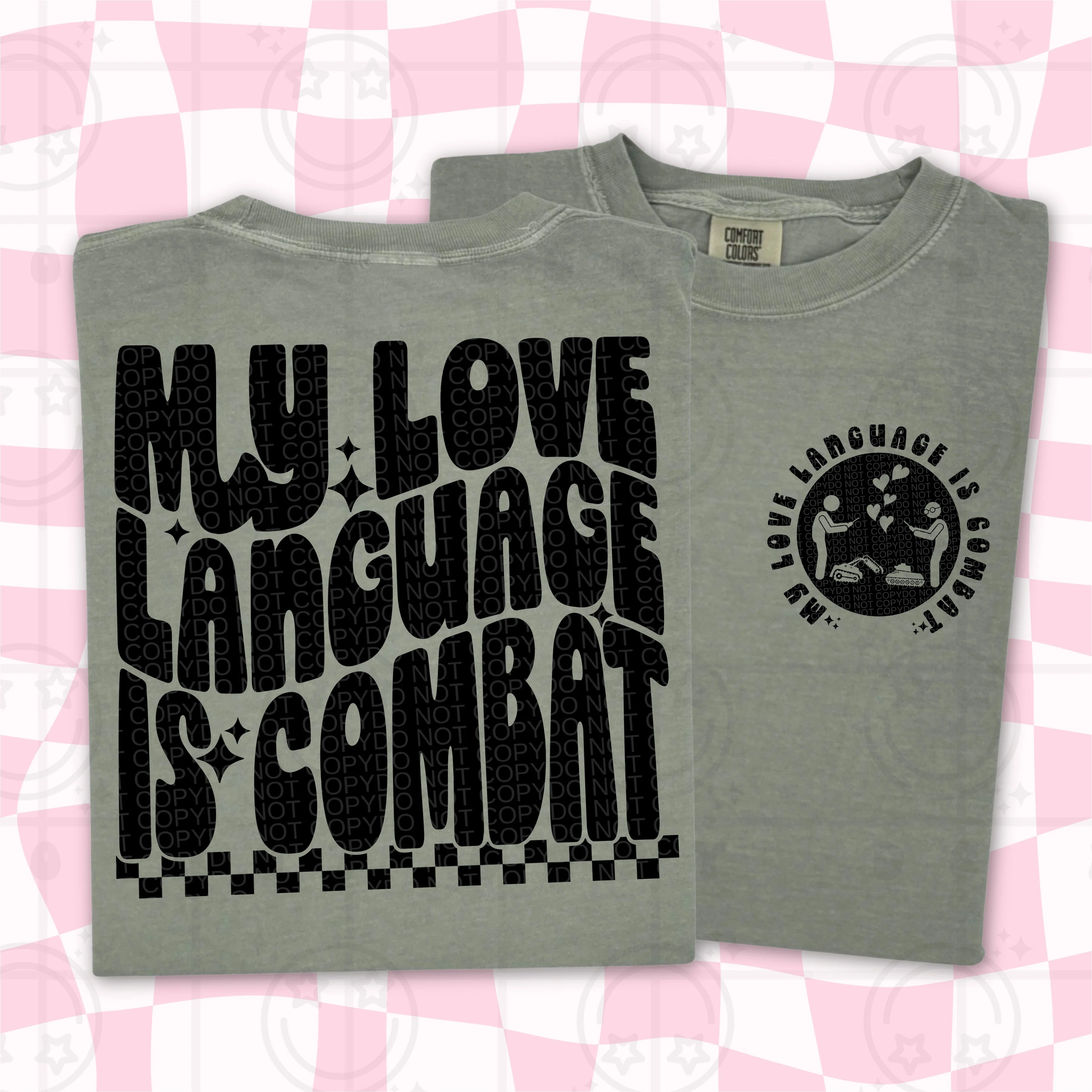 MY LOVE LANGUAGE IS COMBAT DOUBLE SIDED TEE - Image 2
