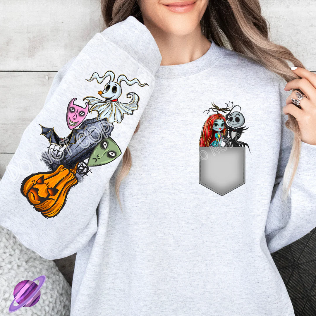 NIGHTMARE 2 - ONE LEG SIMPLE SETS - CREWNECK SWEATSHIRT W/ SLEEVE PRINT
