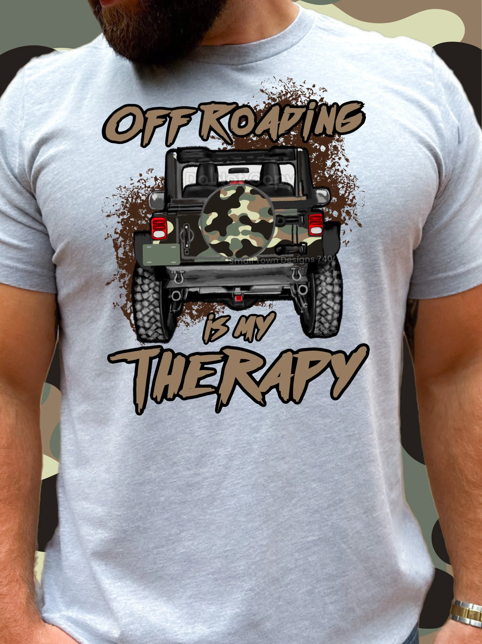 OFF ROADING IS MY THERAPY BROWN TEE